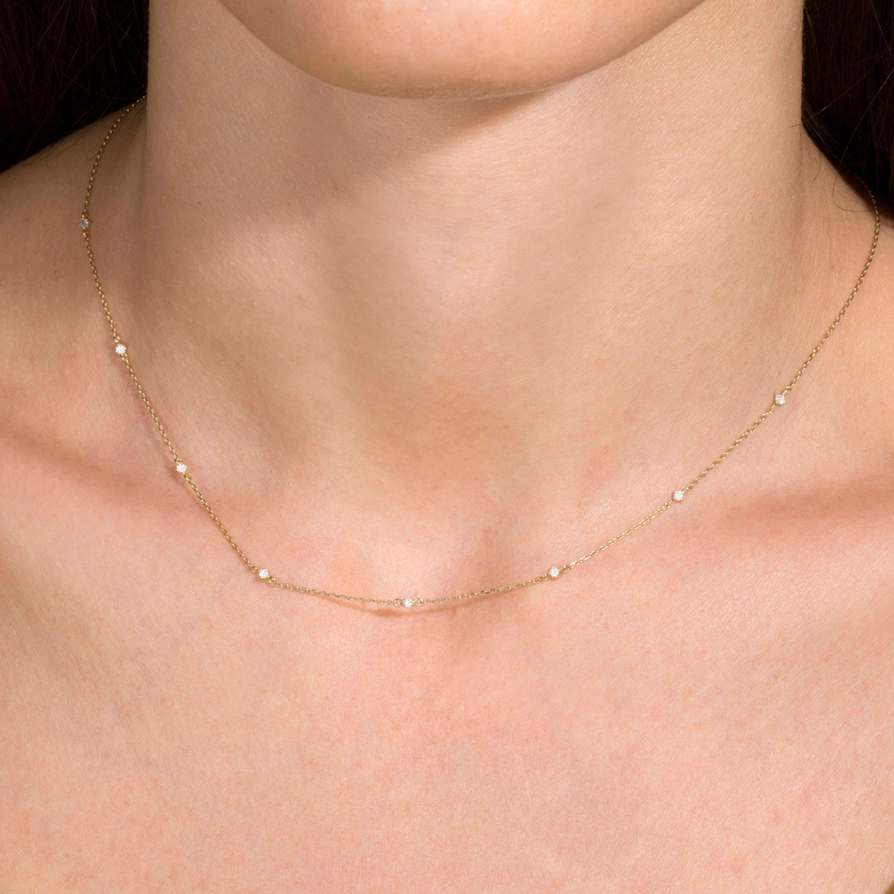 0.15 Carats Round Shape Moissanite Dainty Necklace