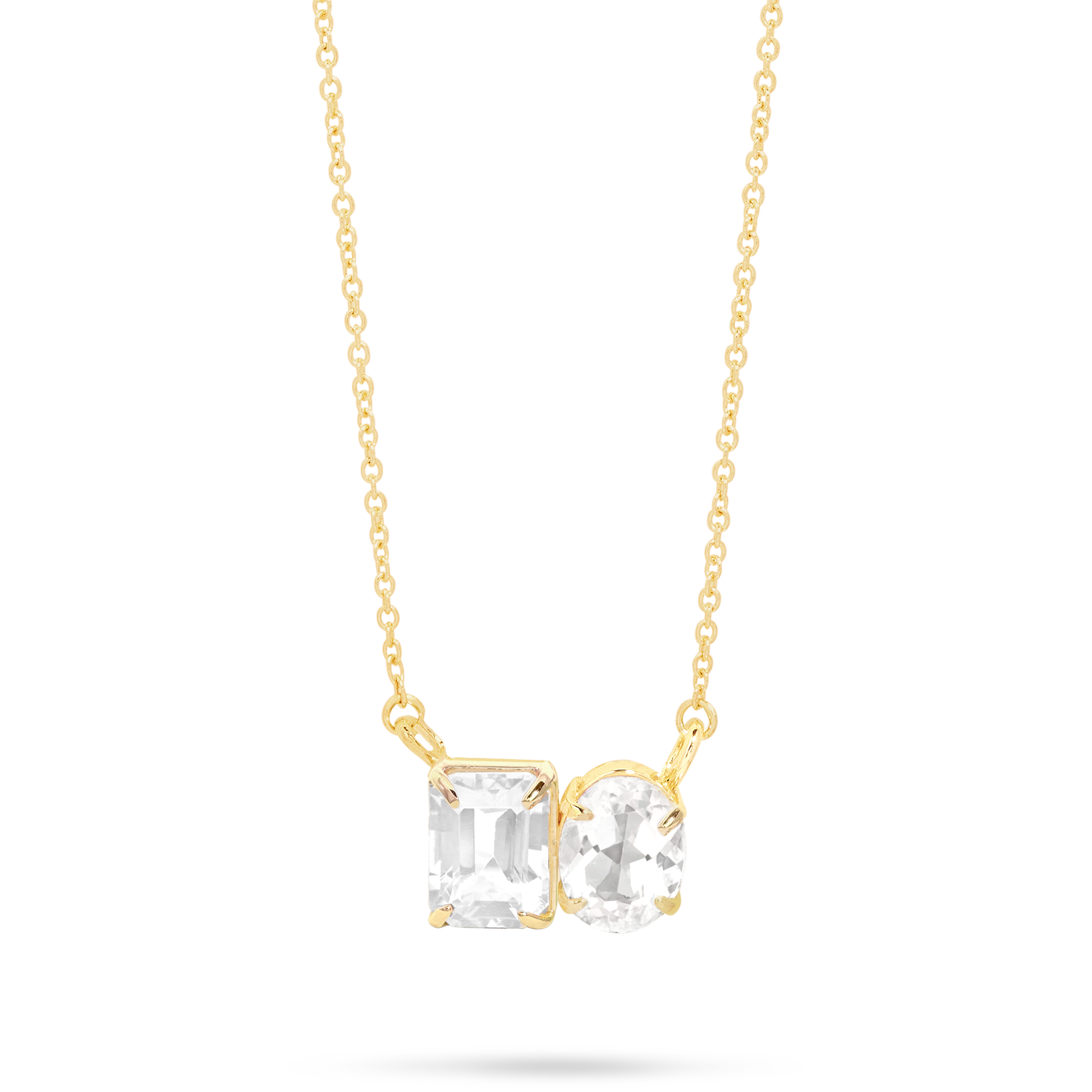 4.0 Carats Oval & Emerald Shape Moissanite Two Stone Necklace
