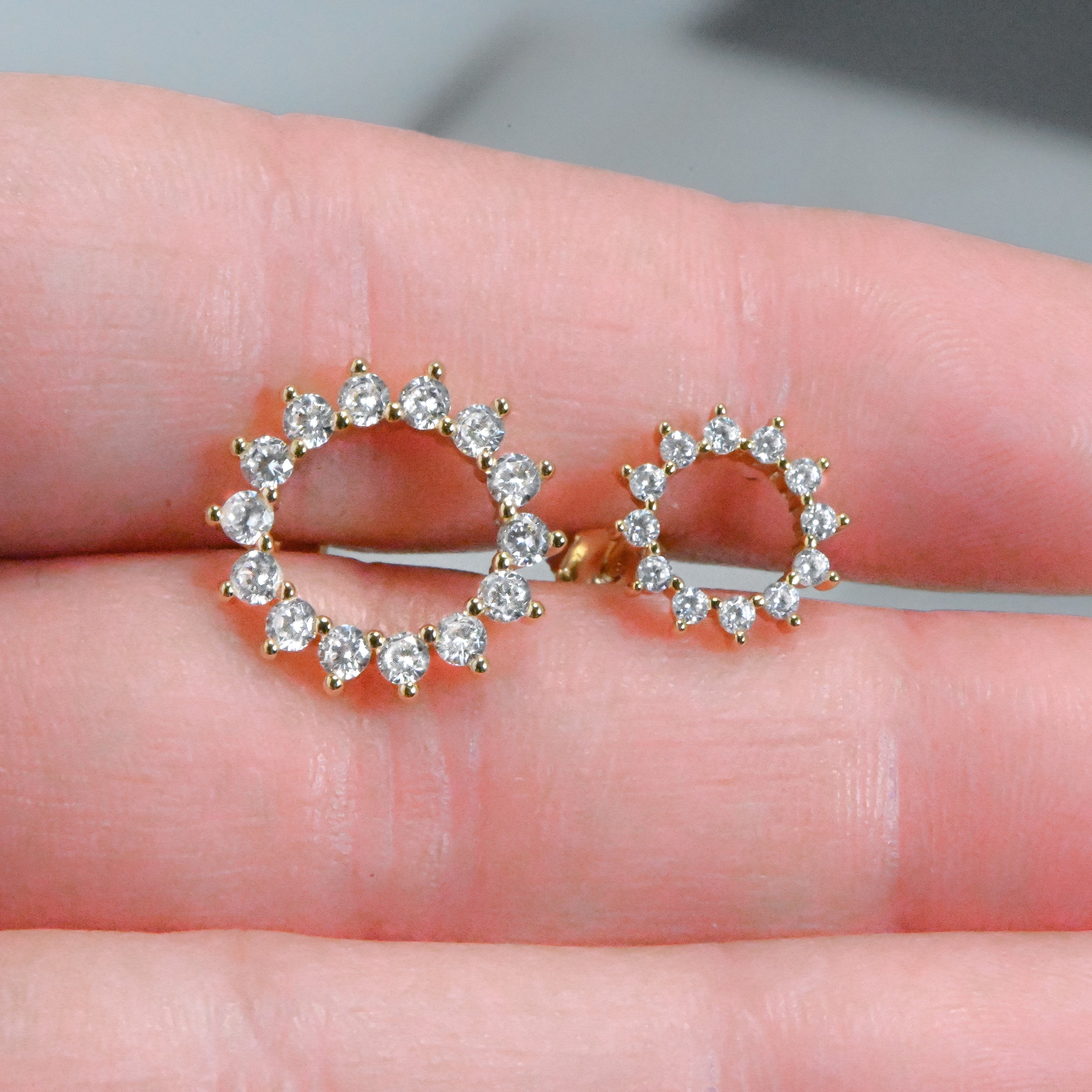 0.50 TCW Round Shape Moissanite Sunburst Studs Earrings