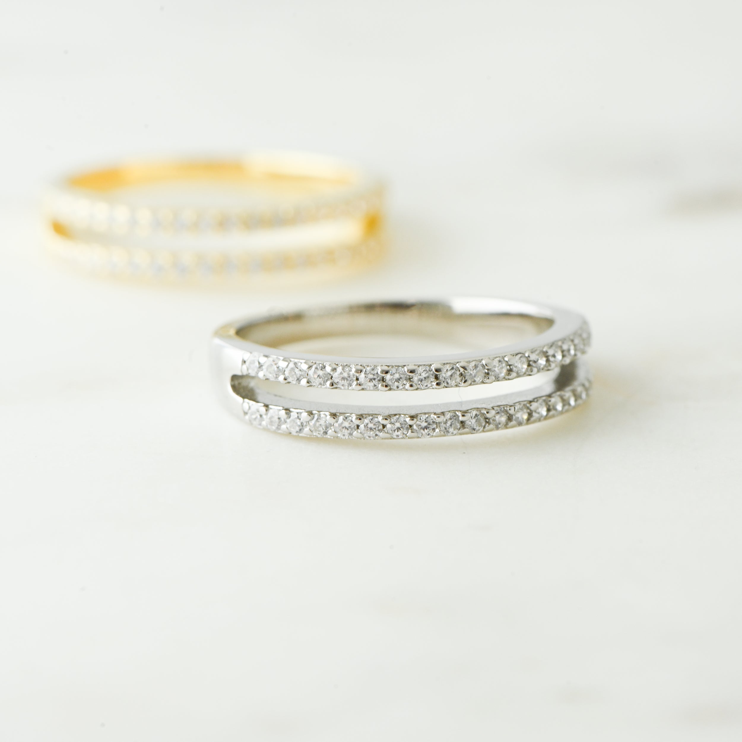 0.45 Carats Moissanite Round Cut Double Band Wedding Band