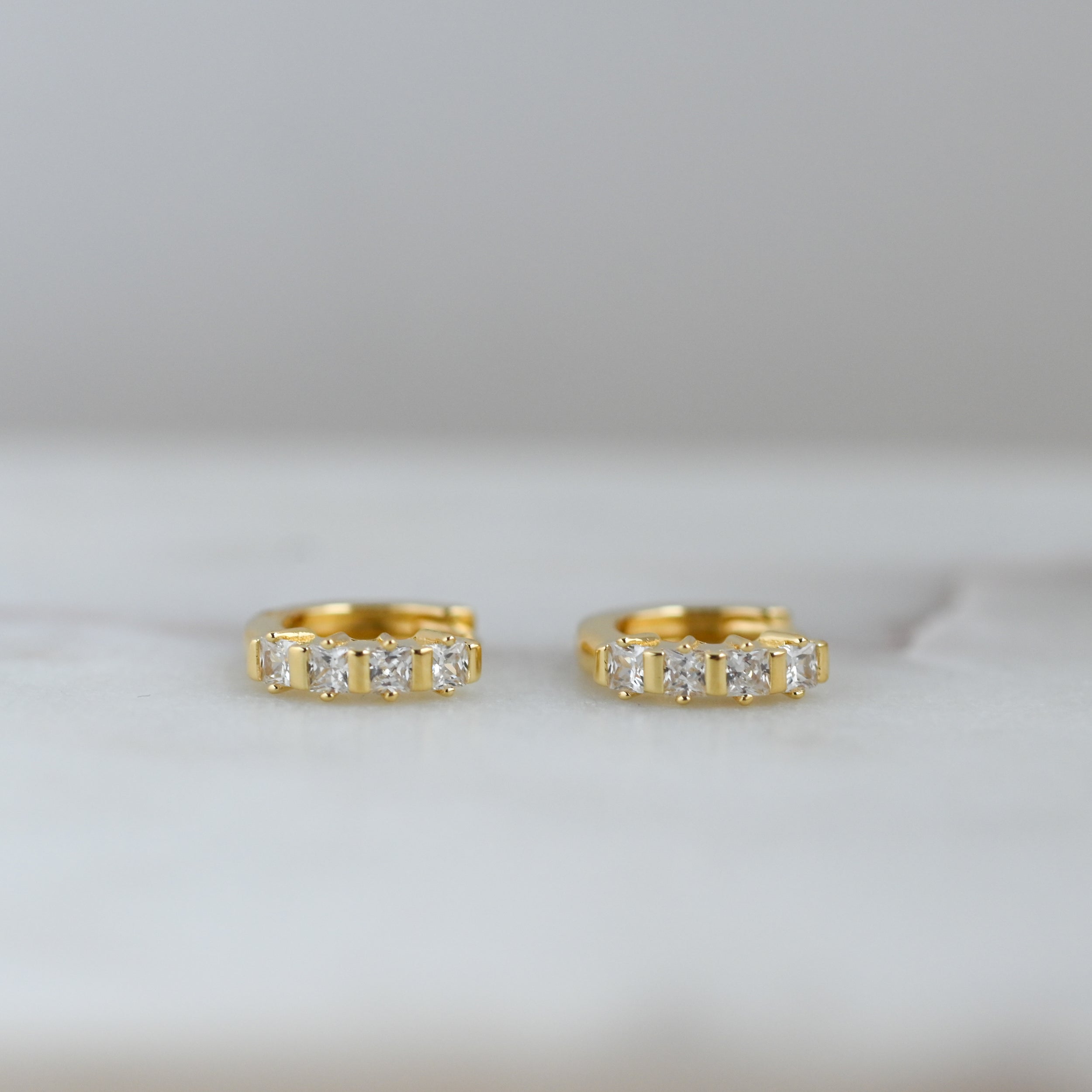 0.45 TCW Asscher Shape Moissanite Huggies Earrings