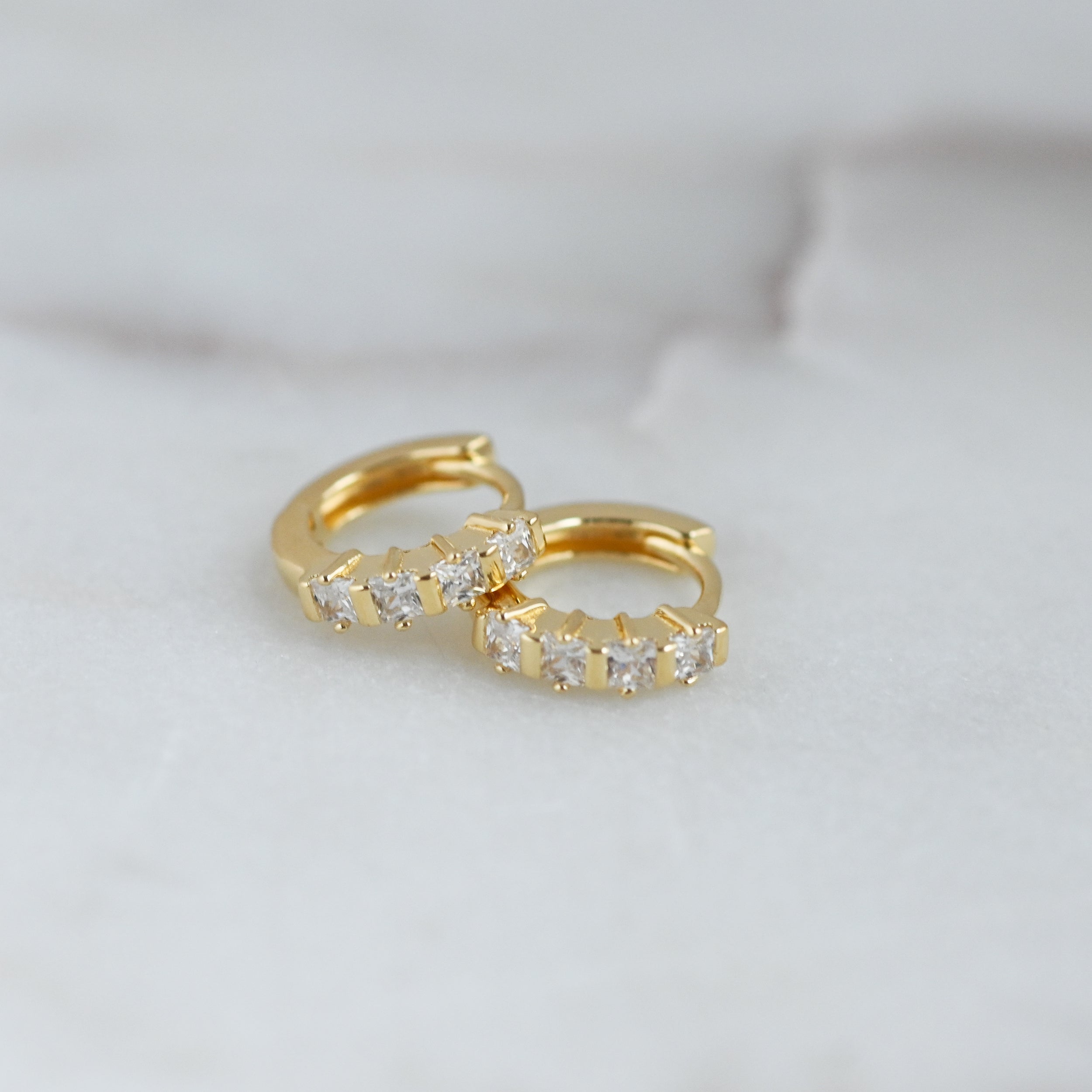 0.45 TCW Asscher Shape Moissanite Huggies Earrings