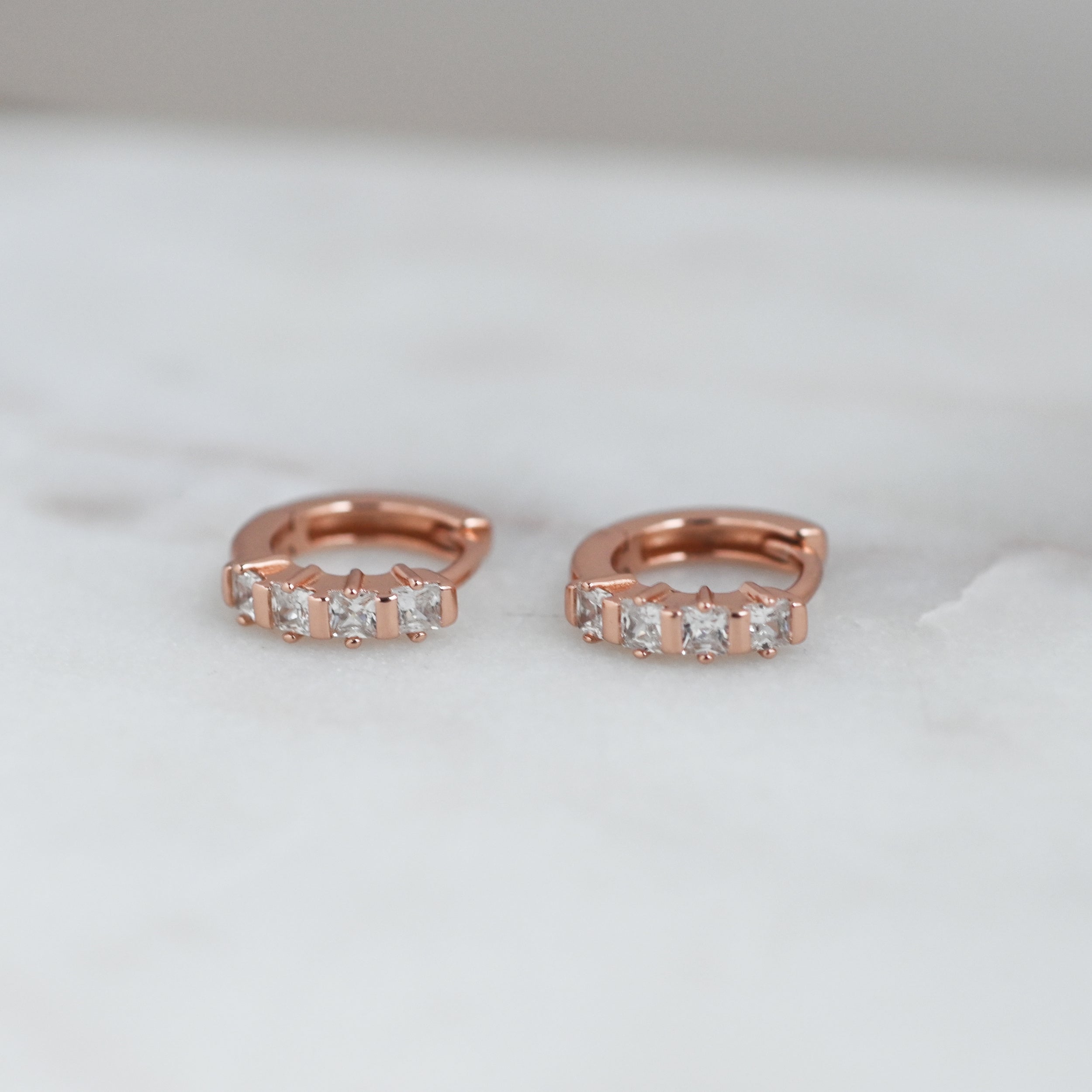 0.45 TCW Asscher Shape Moissanite Huggies Earrings