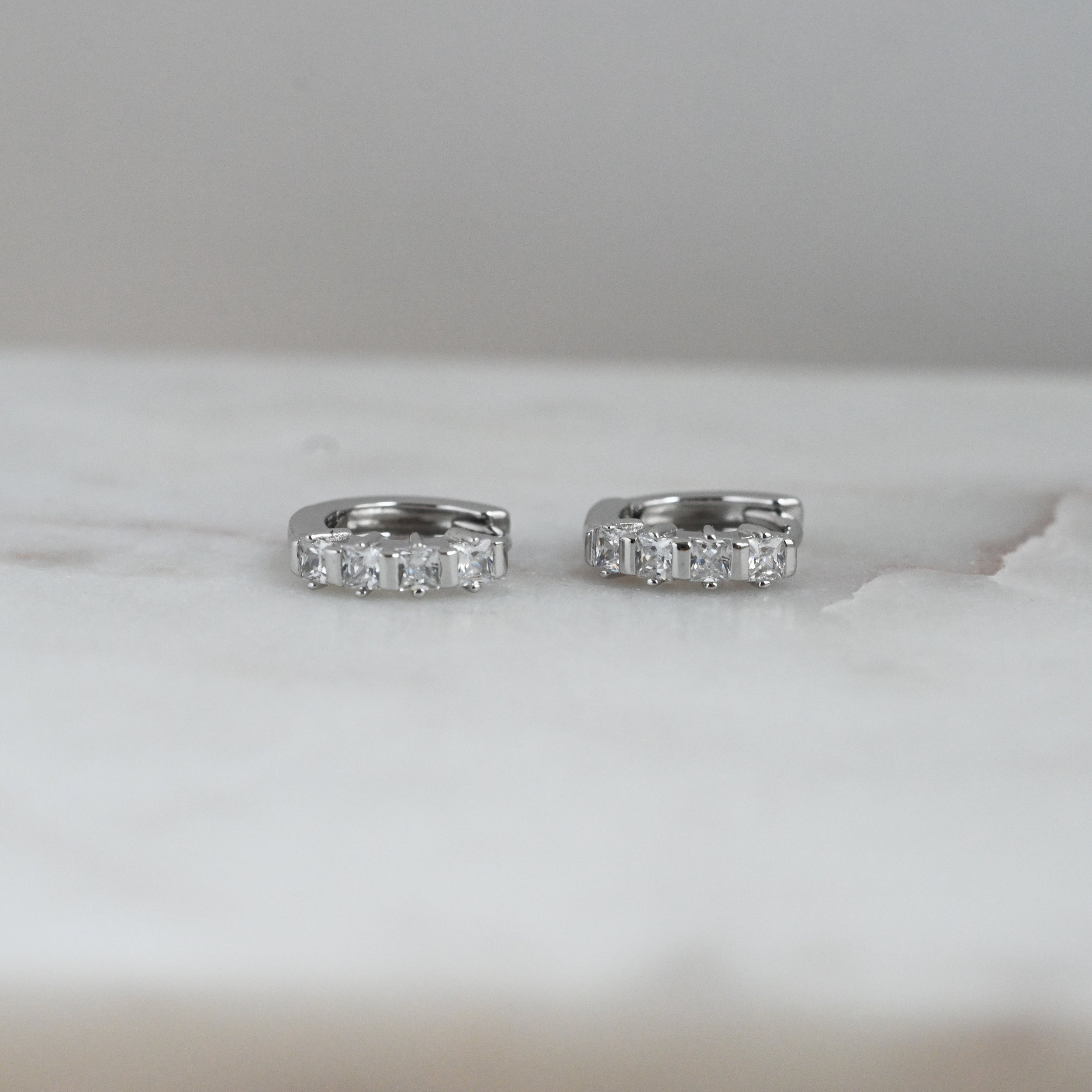 0.45 TCW Asscher Shape Moissanite Huggies Earrings