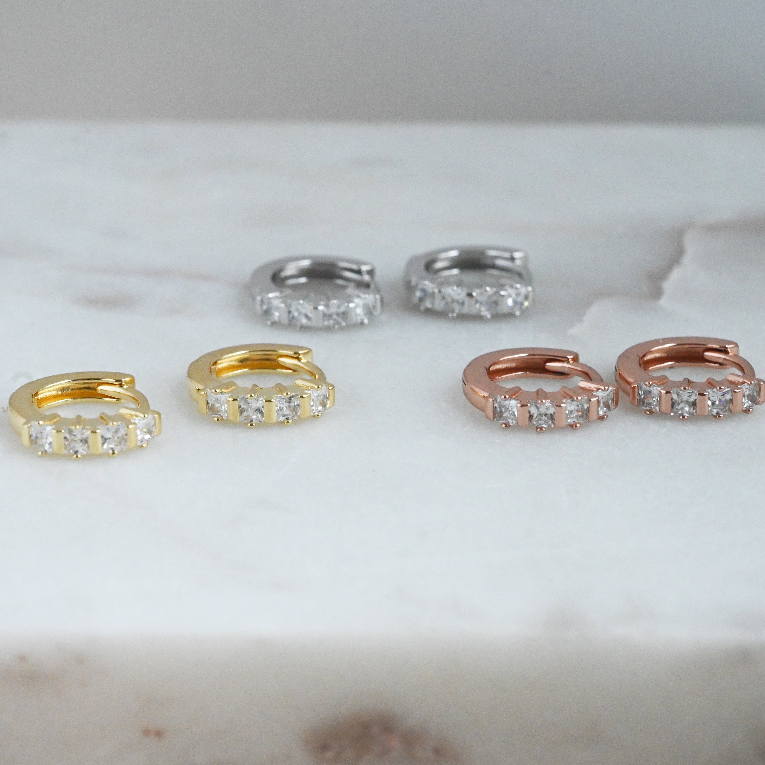 0.45 TCW Asscher Shape Moissanite Huggies Earrings