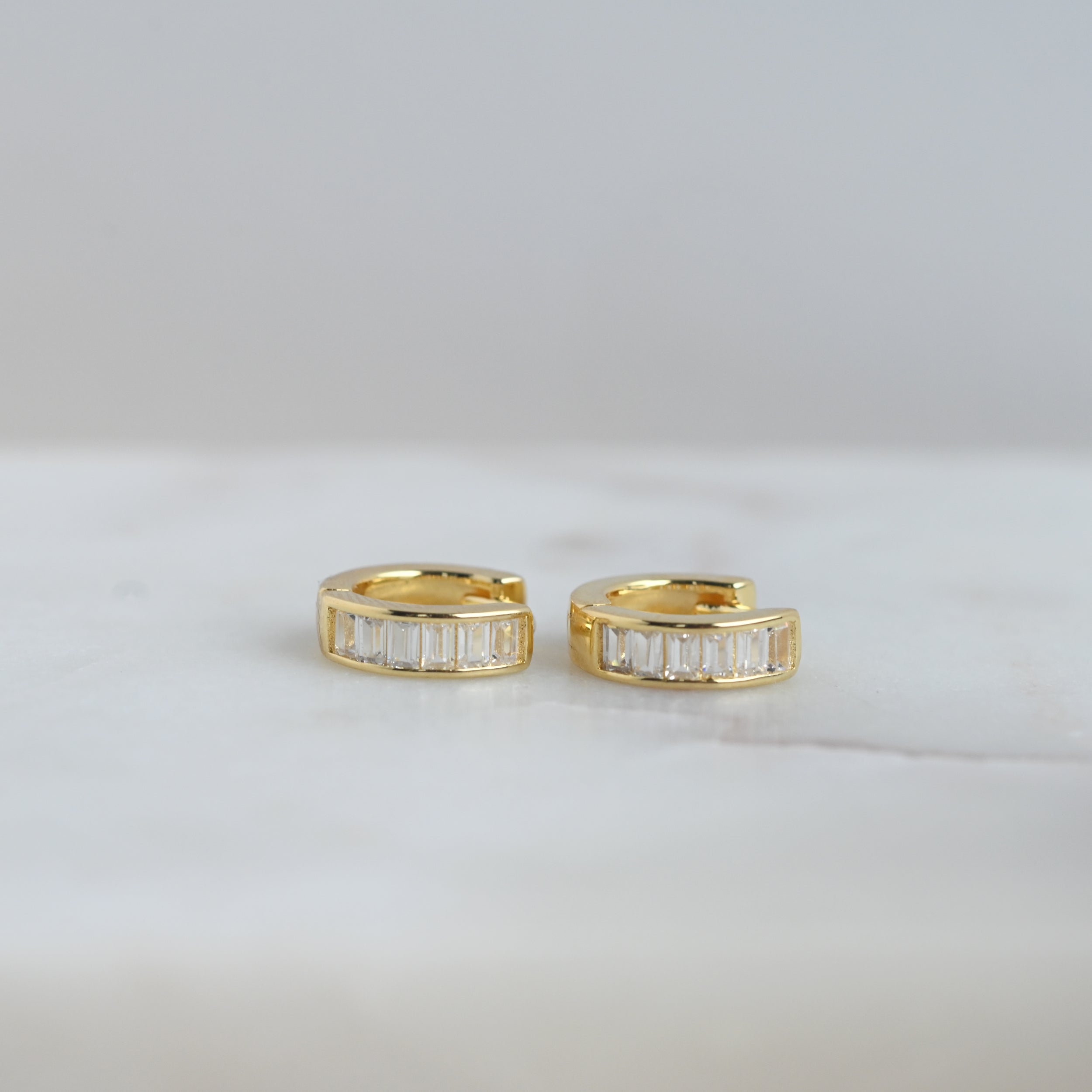 0.25 TCW Baguette Shape Moissanite Huggies Earrings