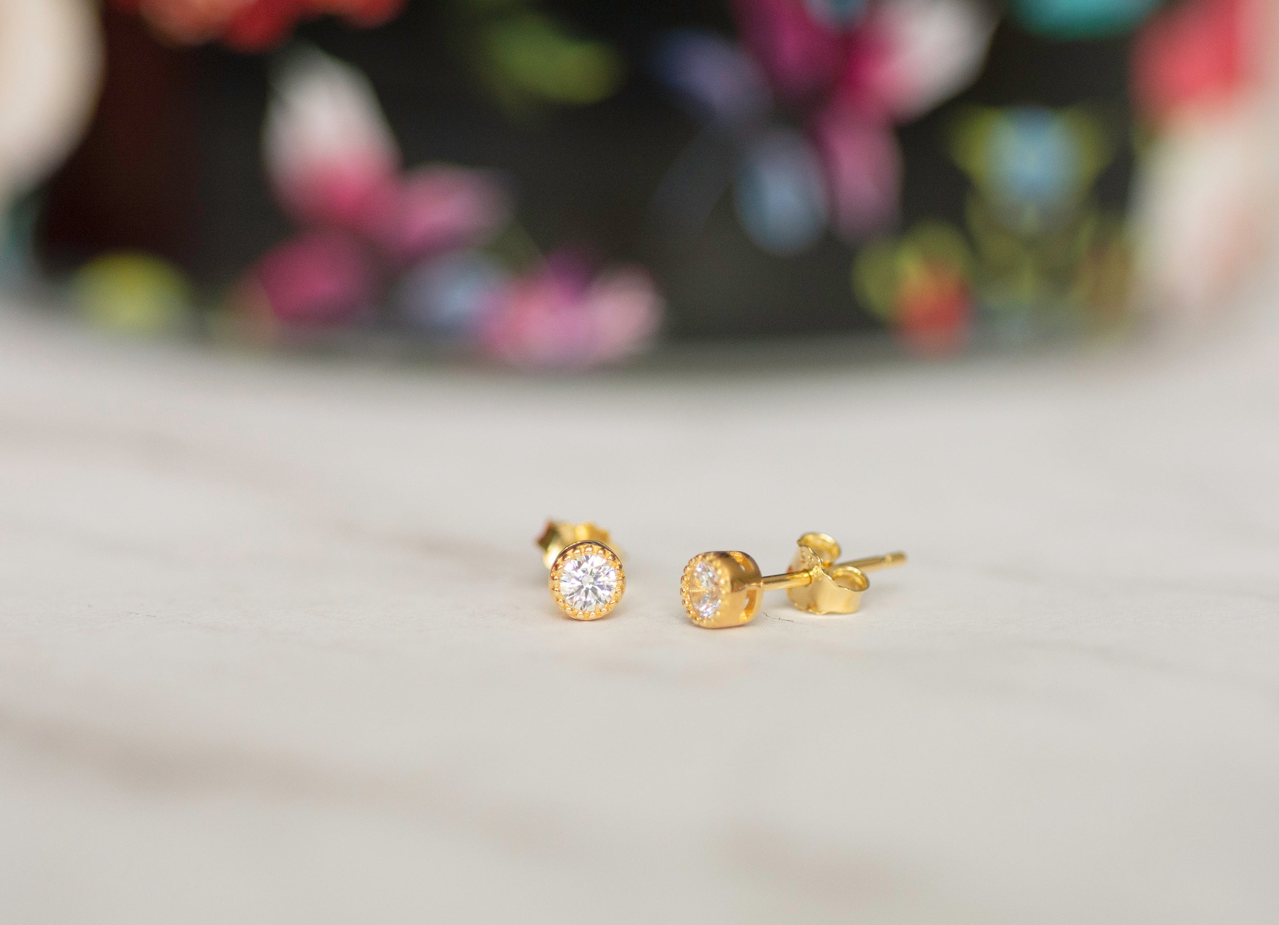 0.10 TCW Round Shape Moissanite Stud Earrings