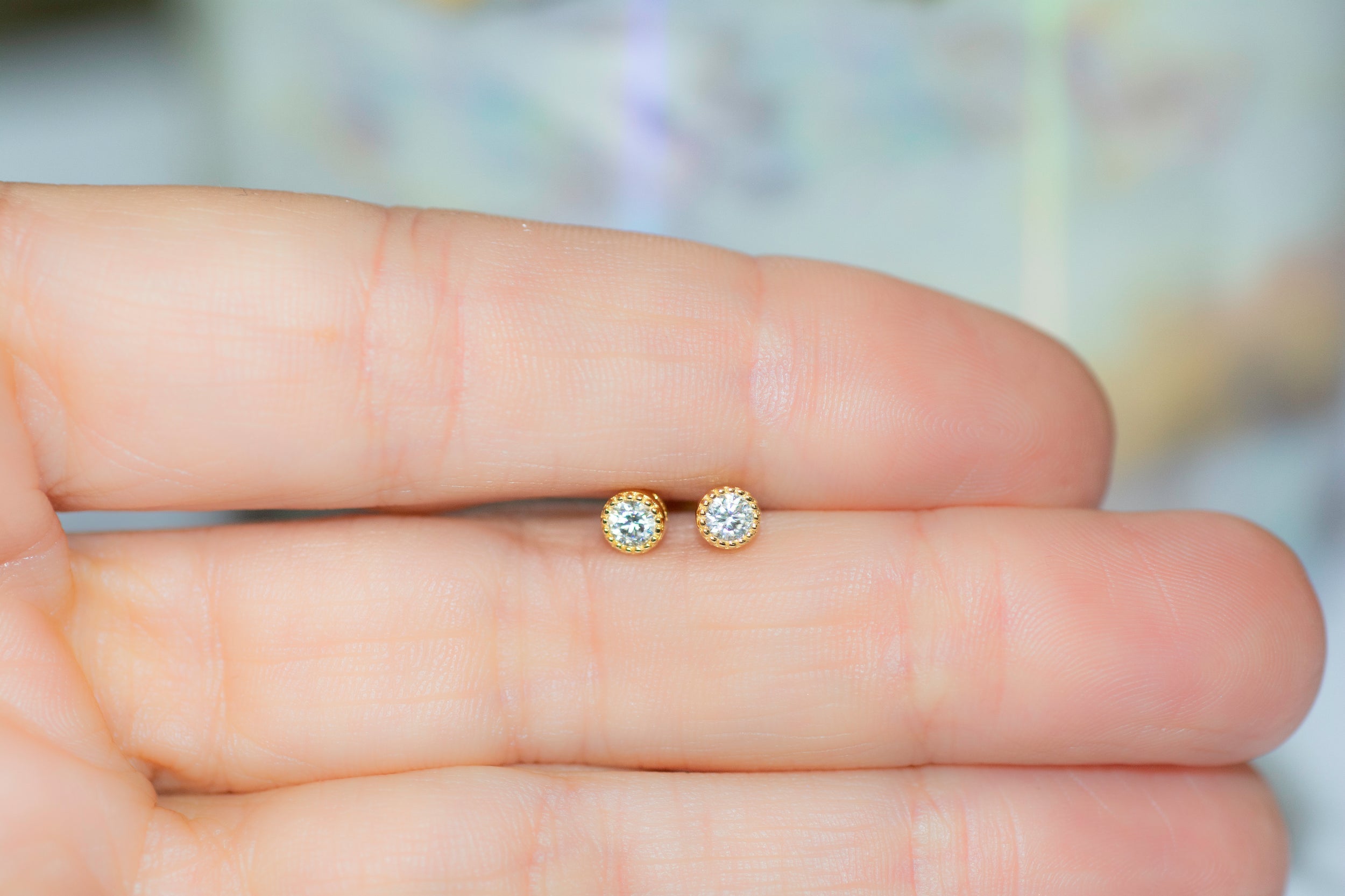 0.10 TCW Round Shape Moissanite Stud Earrings