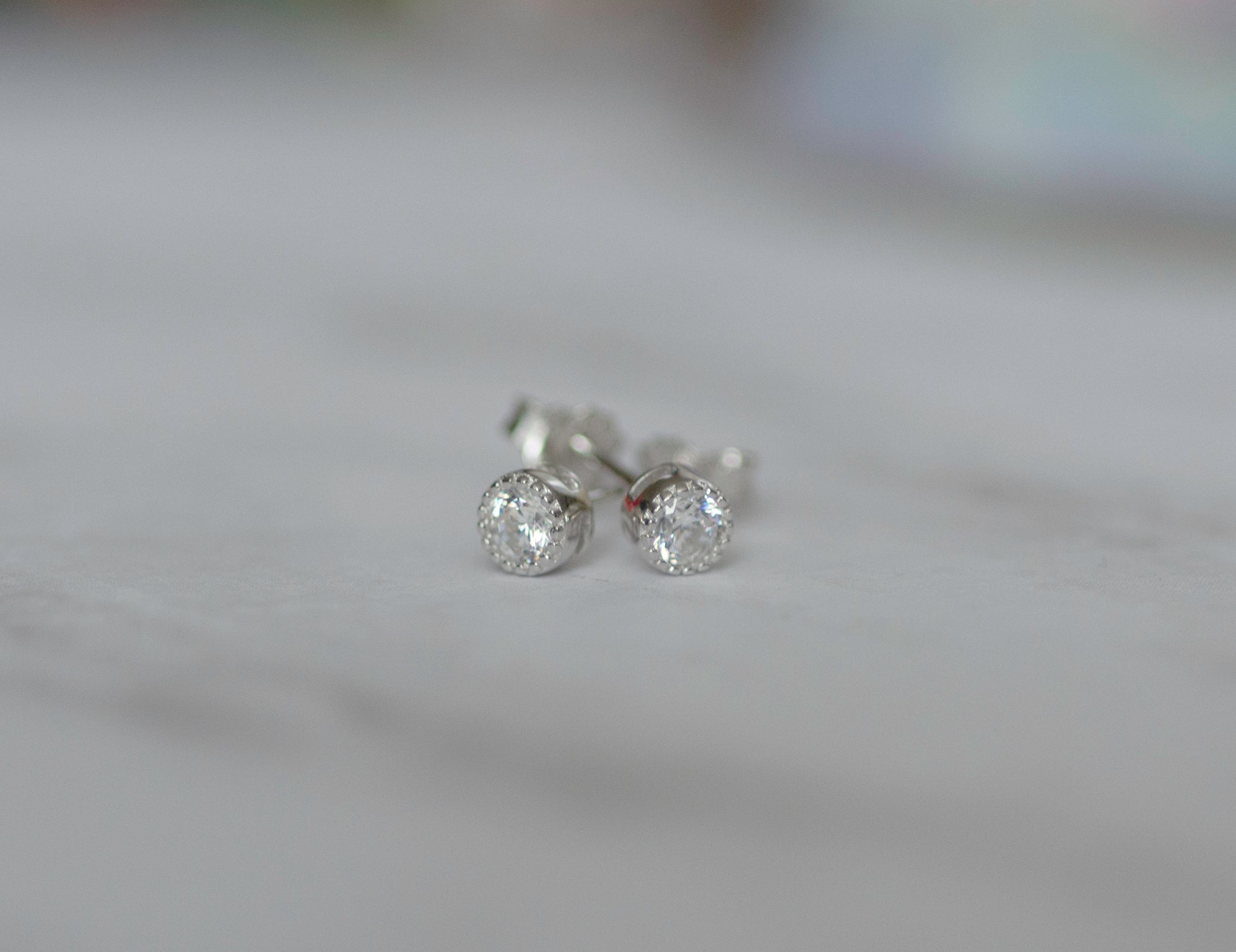 0.10 TCW Round Shape Moissanite Stud Earrings