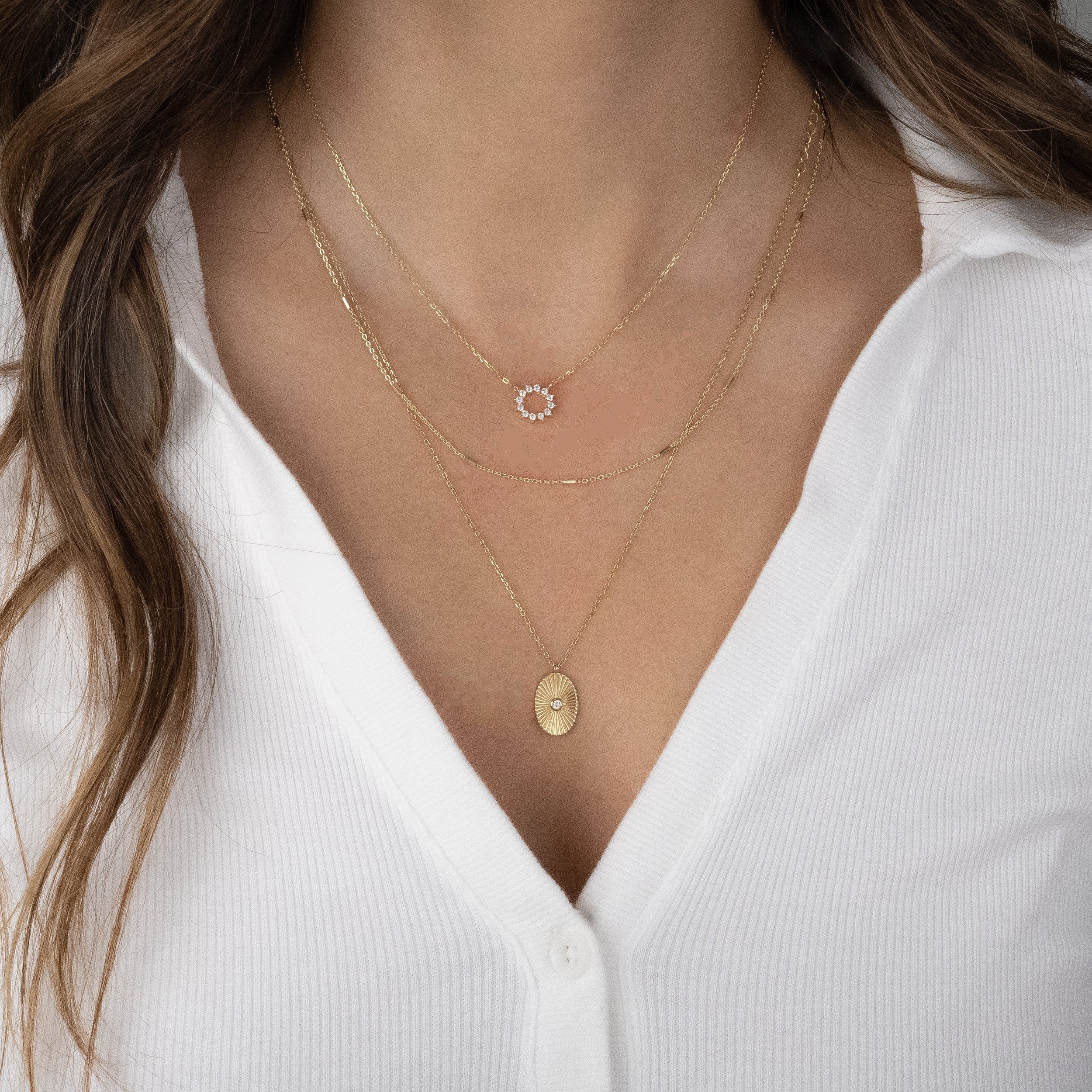 0.40 Carats Round Shape Moissanite Open Circle Necklace