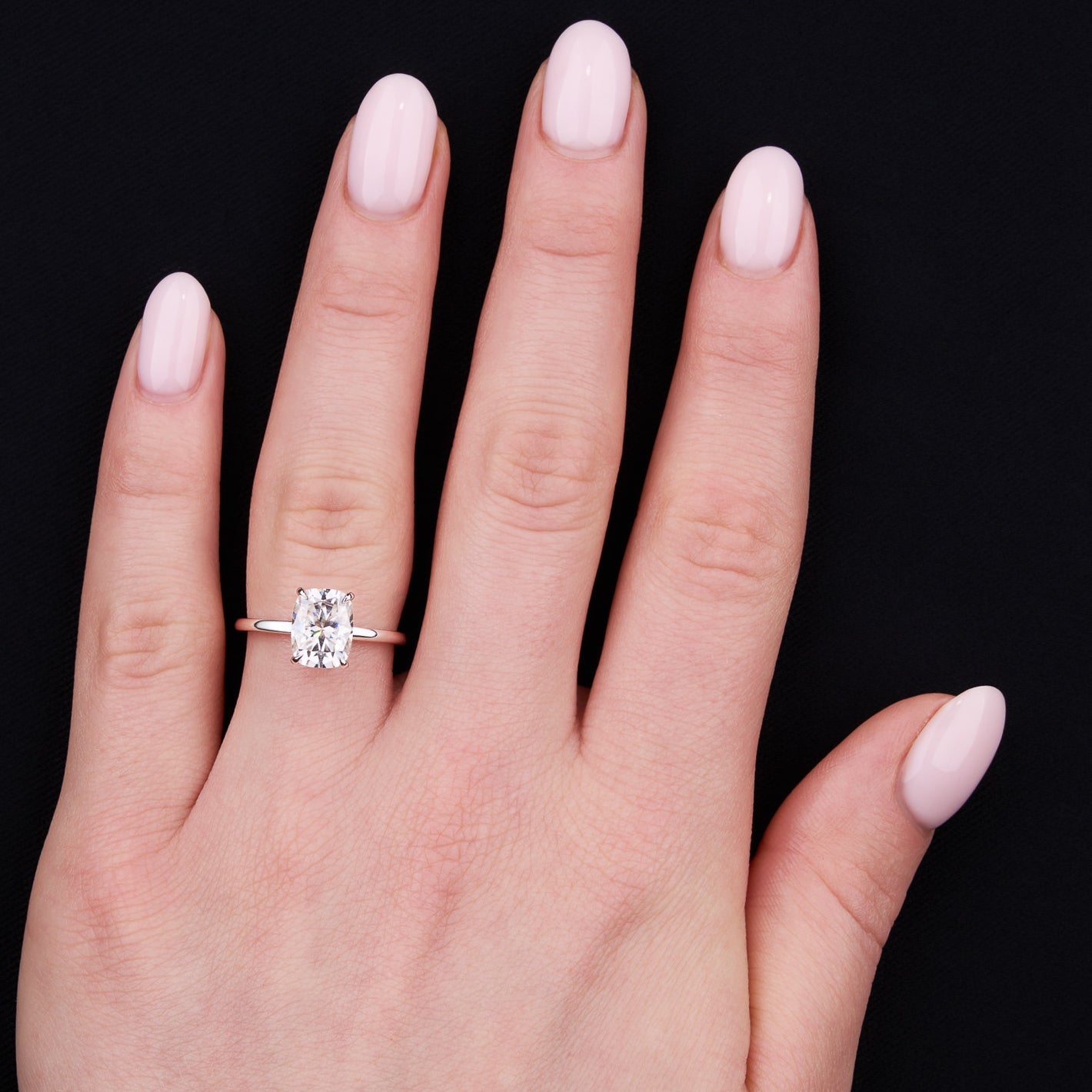 1.0 Carats Cushion Shape Solitaire Moissanite Engagement Ring