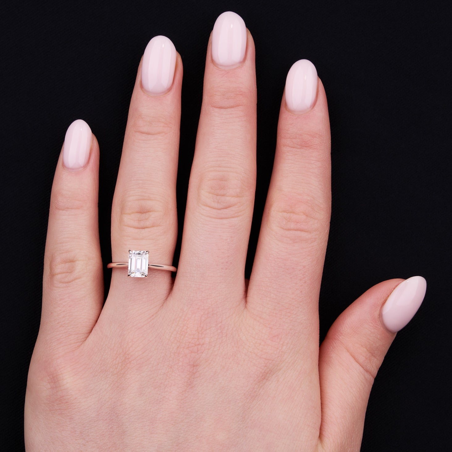 1.60 Carats Emerald Shape Solitaire Moissanite Engagement Ring