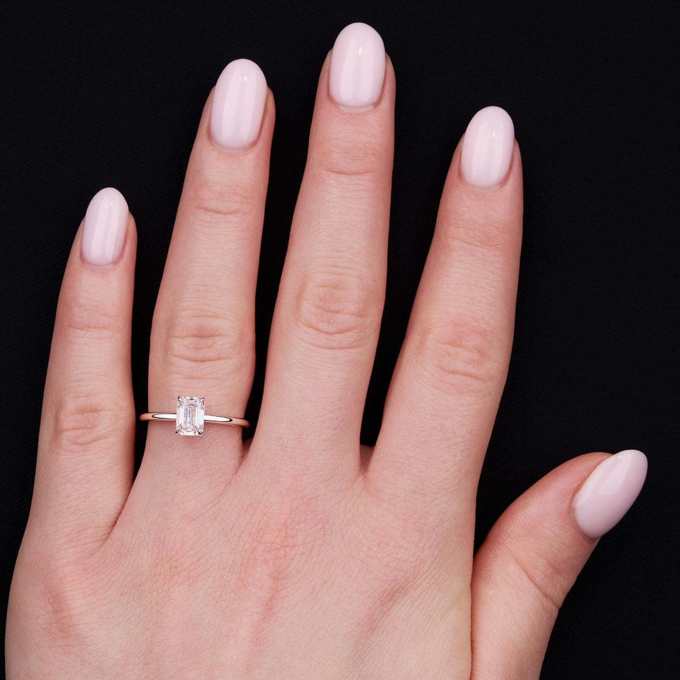 1.6 Carats Emerald Shape Solitaire Moissanite Engagement Ring
