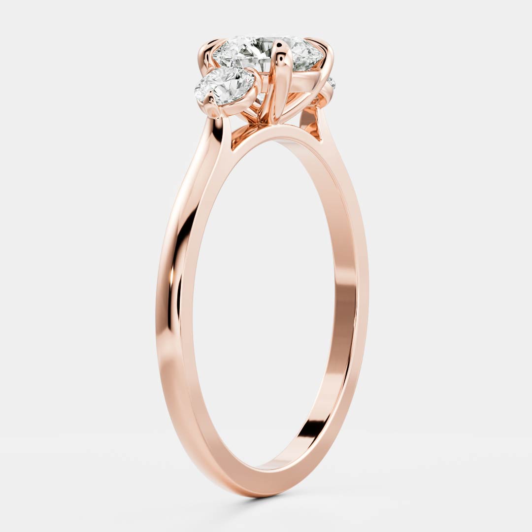 1.20 Carats Round Shape Three Stone Moissanite Engagement Ring