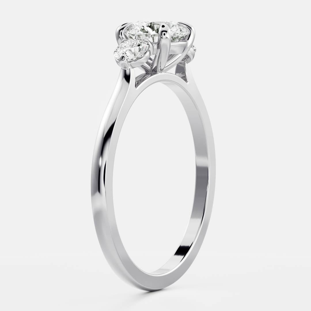 1.20 Carats Round Shape Three Stone Moissanite Engagement Ring