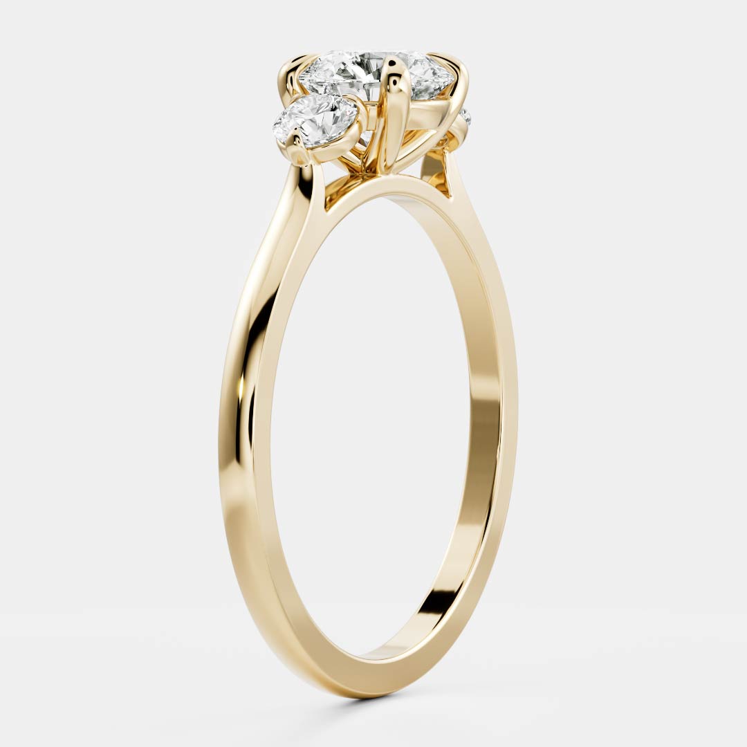 1.20 Carats Round Shape Three Stone Moissanite Engagement Ring