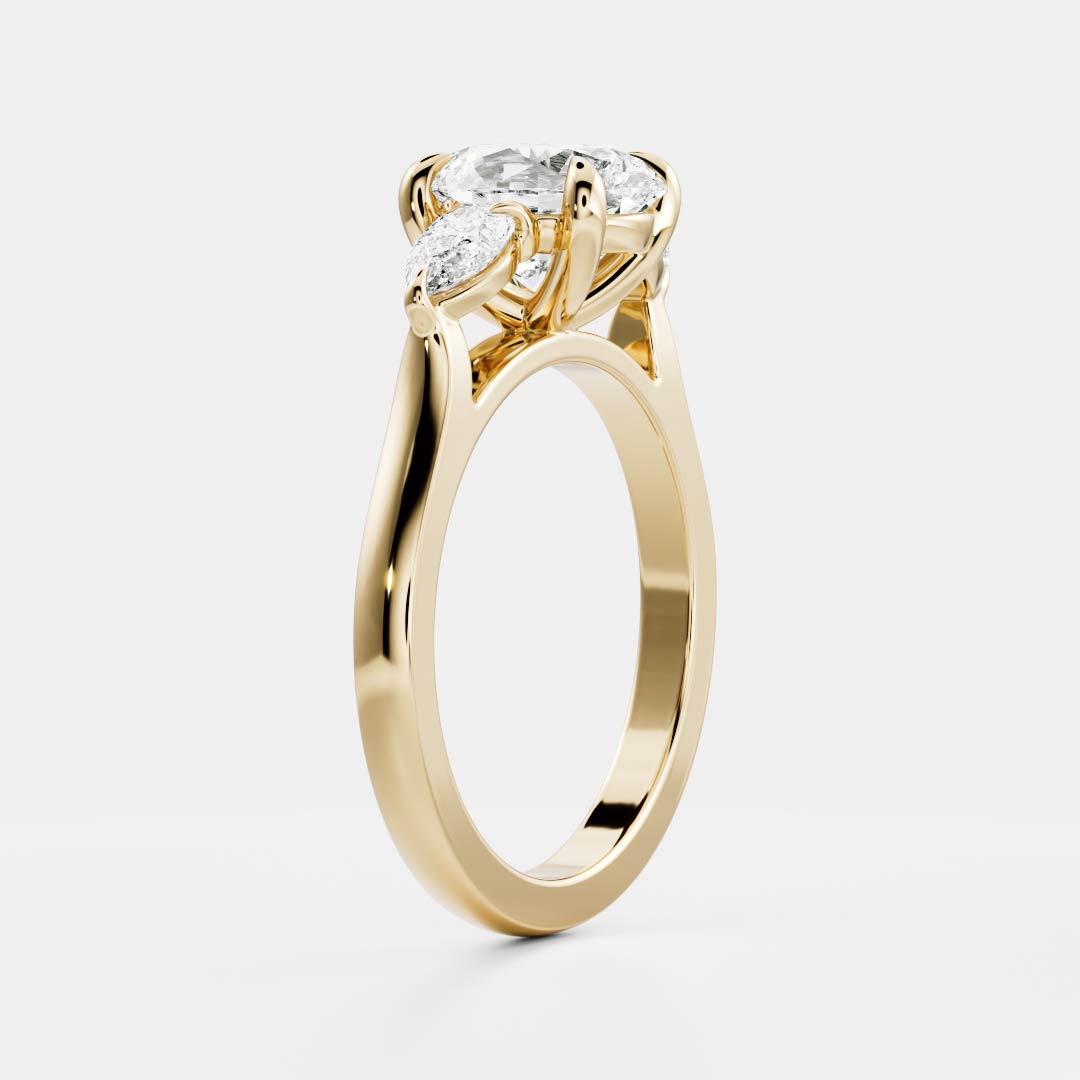 1.0 Carats Oval Shape Three Stone Moissanite Engagement Ring