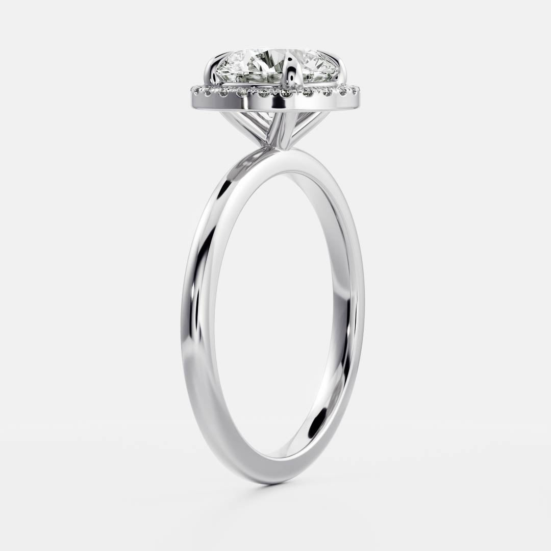 1.20 Carats Round Shape Halo Moissanite Engagement Ring