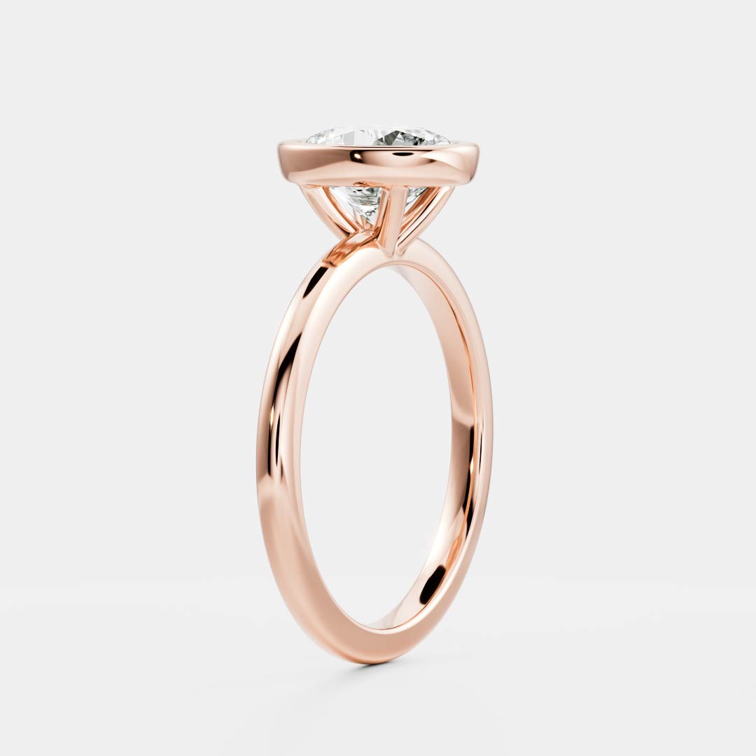 0.80 Carats Oval Shape Moissanite Bezel Solitaire Engagement Ring