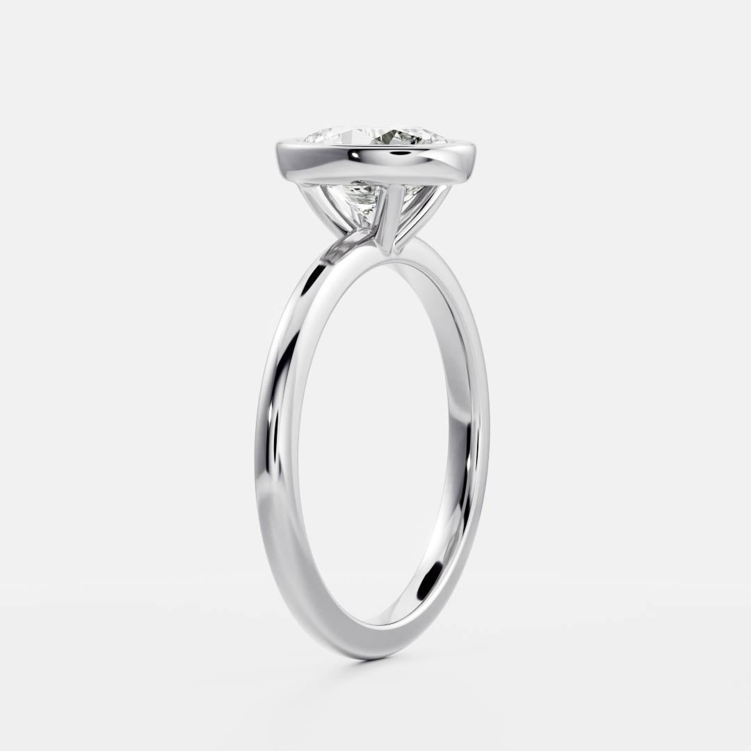 0.80 Carats Oval Shape Moissanite Bezel Solitaire Engagement Ring