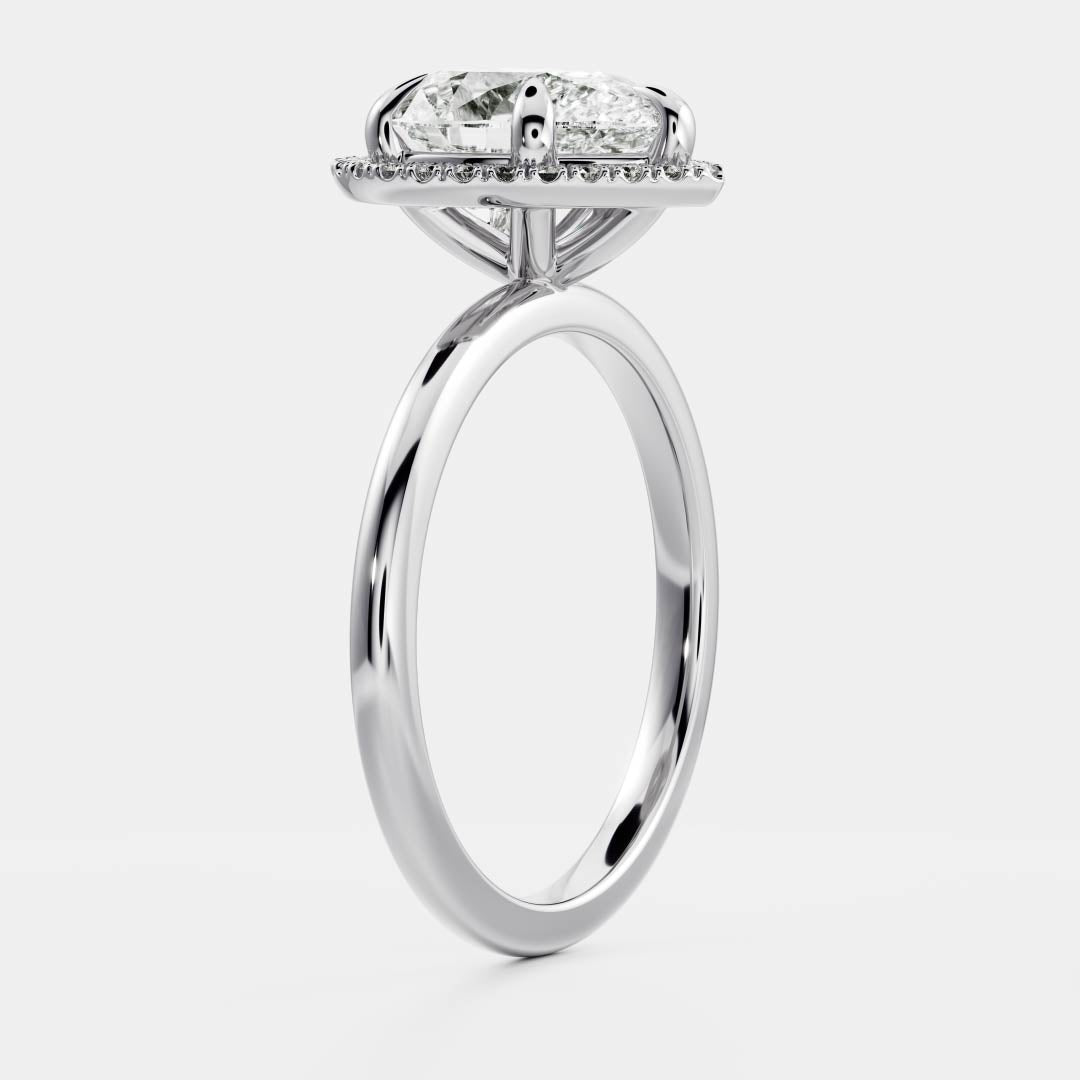 1.50 Carats Pear Shape Halo Moissanite Engagement Ring