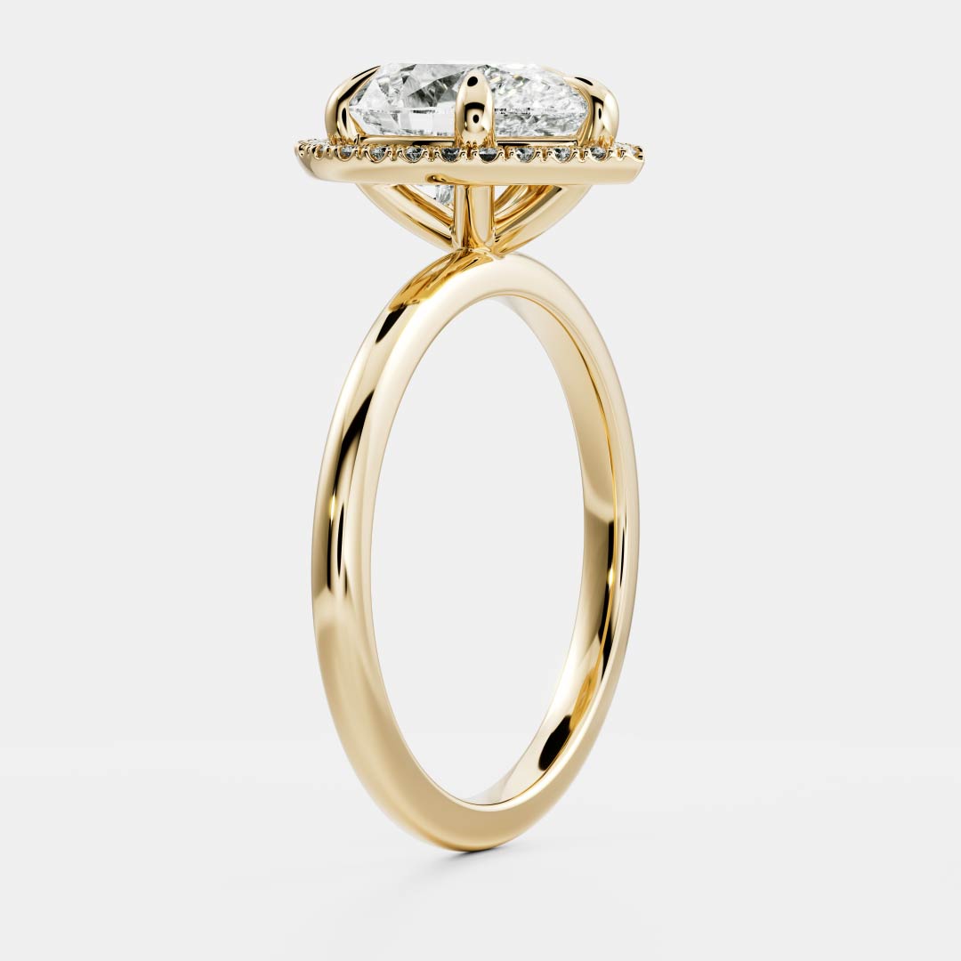 1.50 Carats Pear Shape Halo Moissanite Engagement Ring