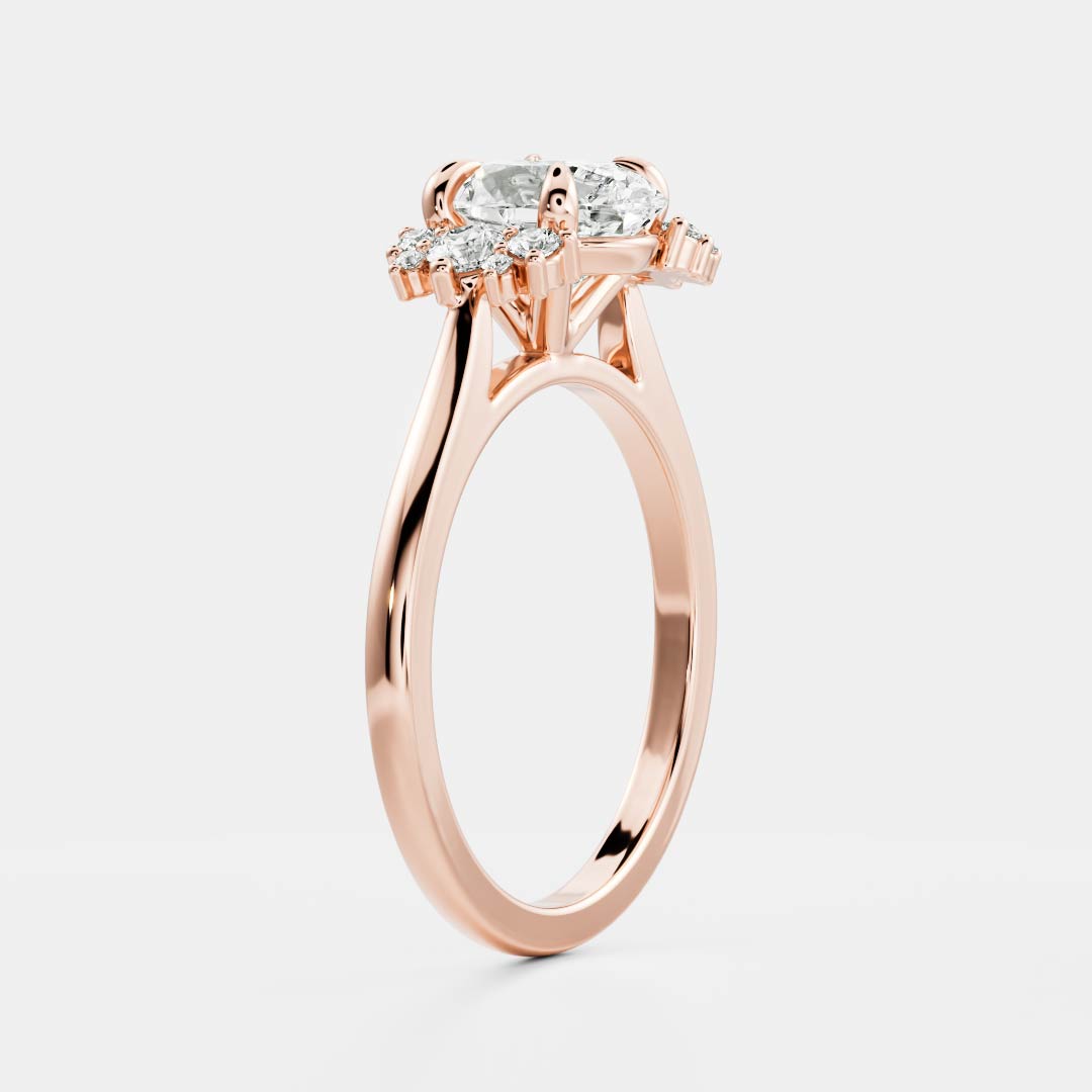1.0 Carats Oval Shape Cluster Moissanite Engagement Ring