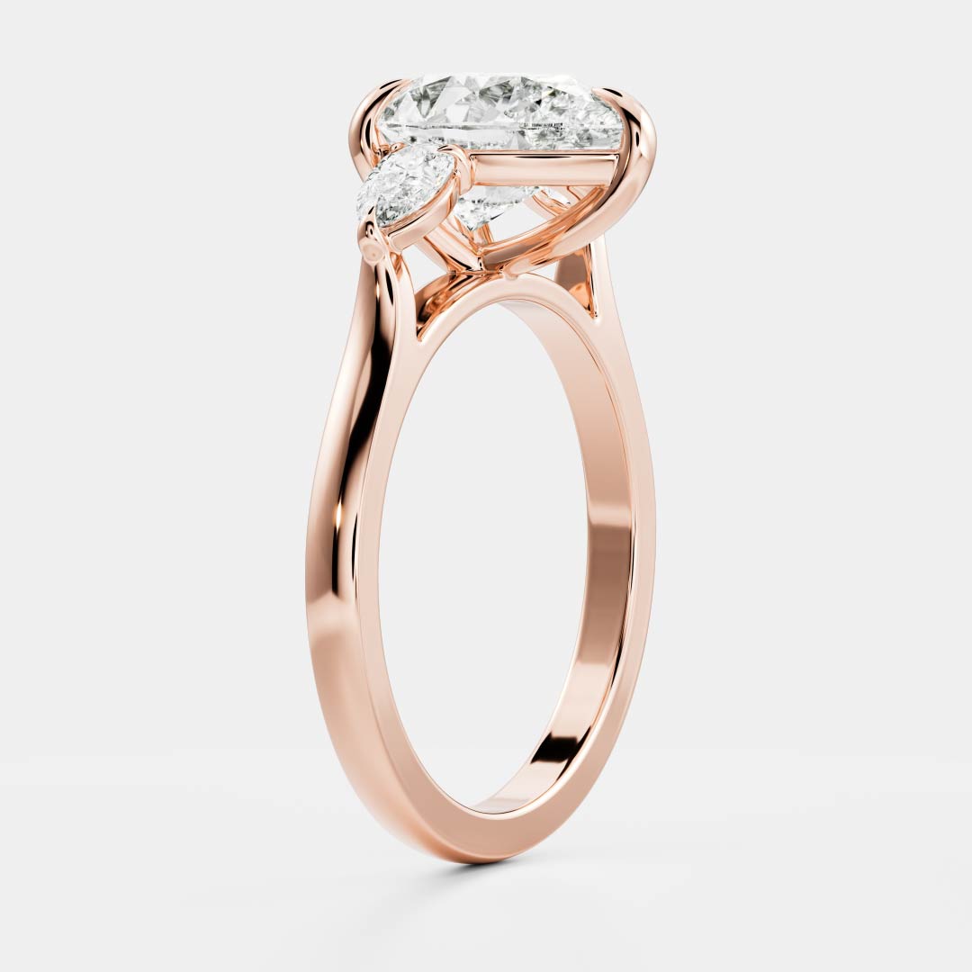 2.0 Carats Pear Shape Three Stone Moissanite Engagement Ring