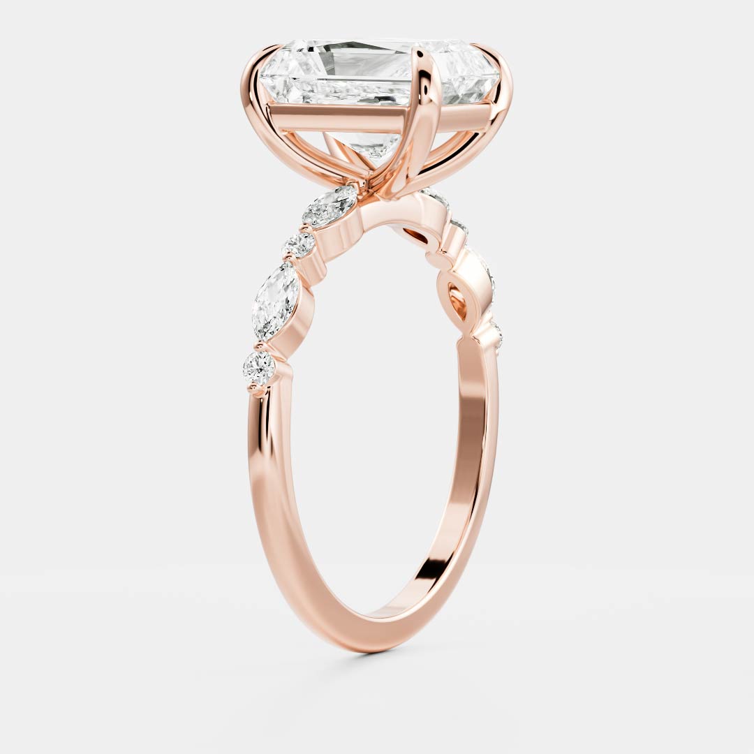 1.70 Carats Radiant Shape Moissanite Pave Setting Engagement Ring