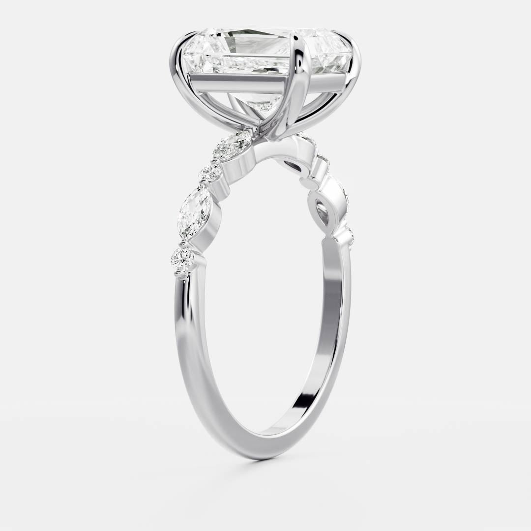 1.70 Carats Radiant Shape Moissanite Pave Setting Engagement Ring