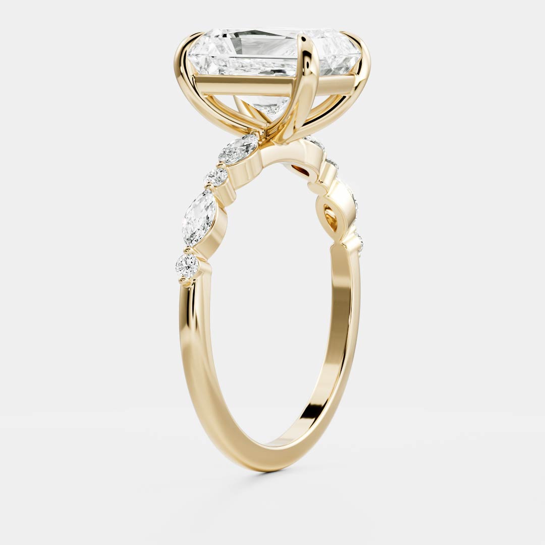 1.70 Carats Radiant Shape Moissanite Pave Setting Engagement Ring