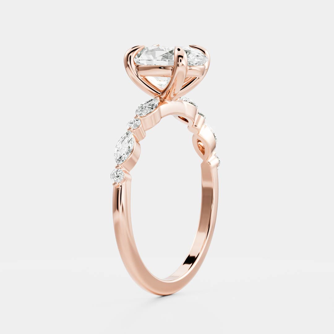 1.3 Carats Oval Shape Pave Moissanite Engagement Ring