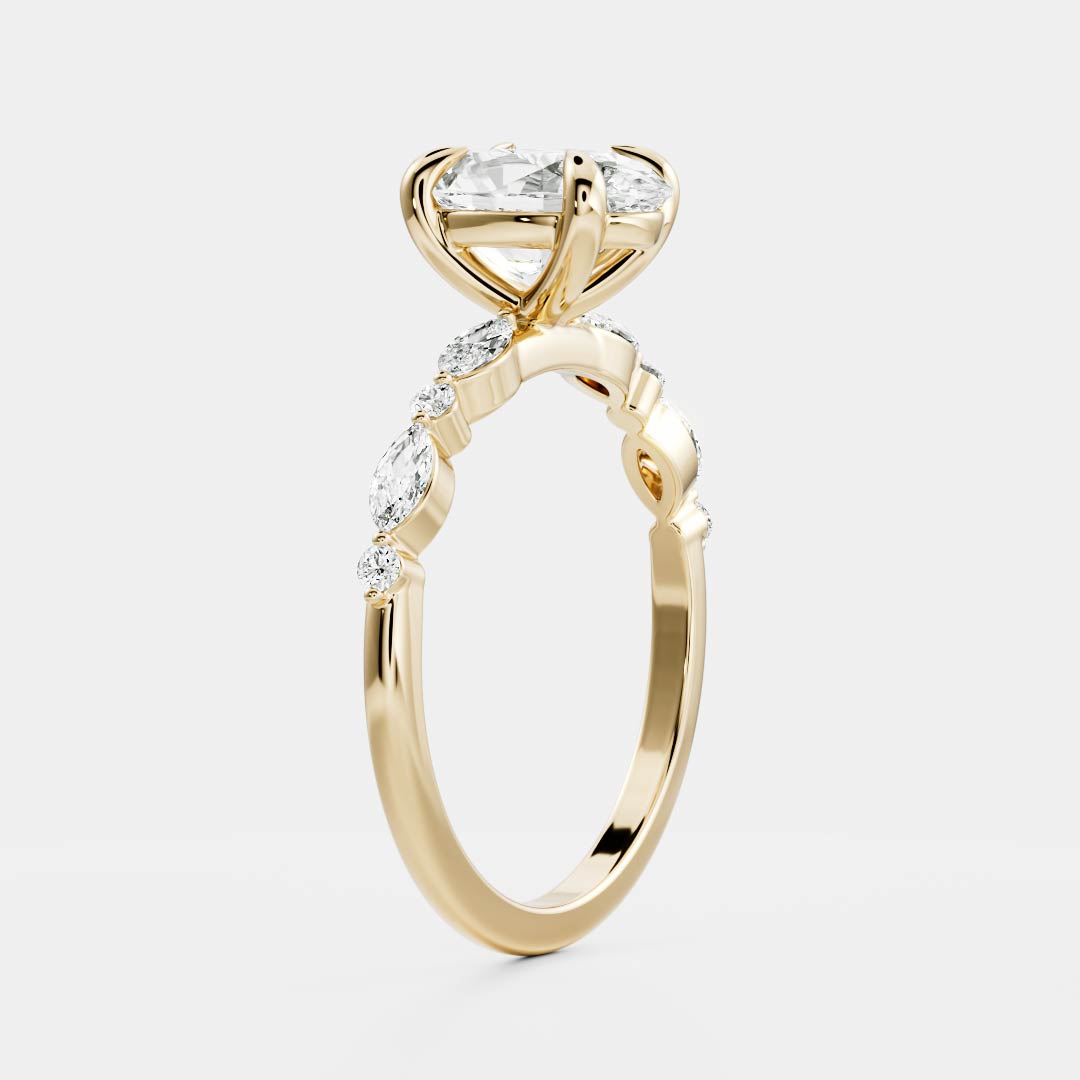 1.3 Carats Oval Shape Pave Moissanite Engagement Ring