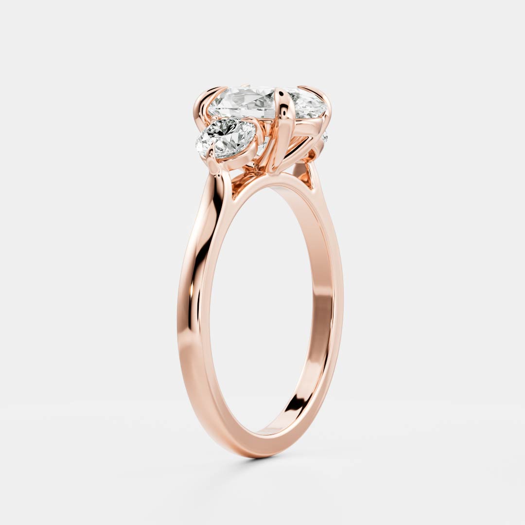 1.30 Carats Oval Shape Three Stone Moissanite Engagement Ring