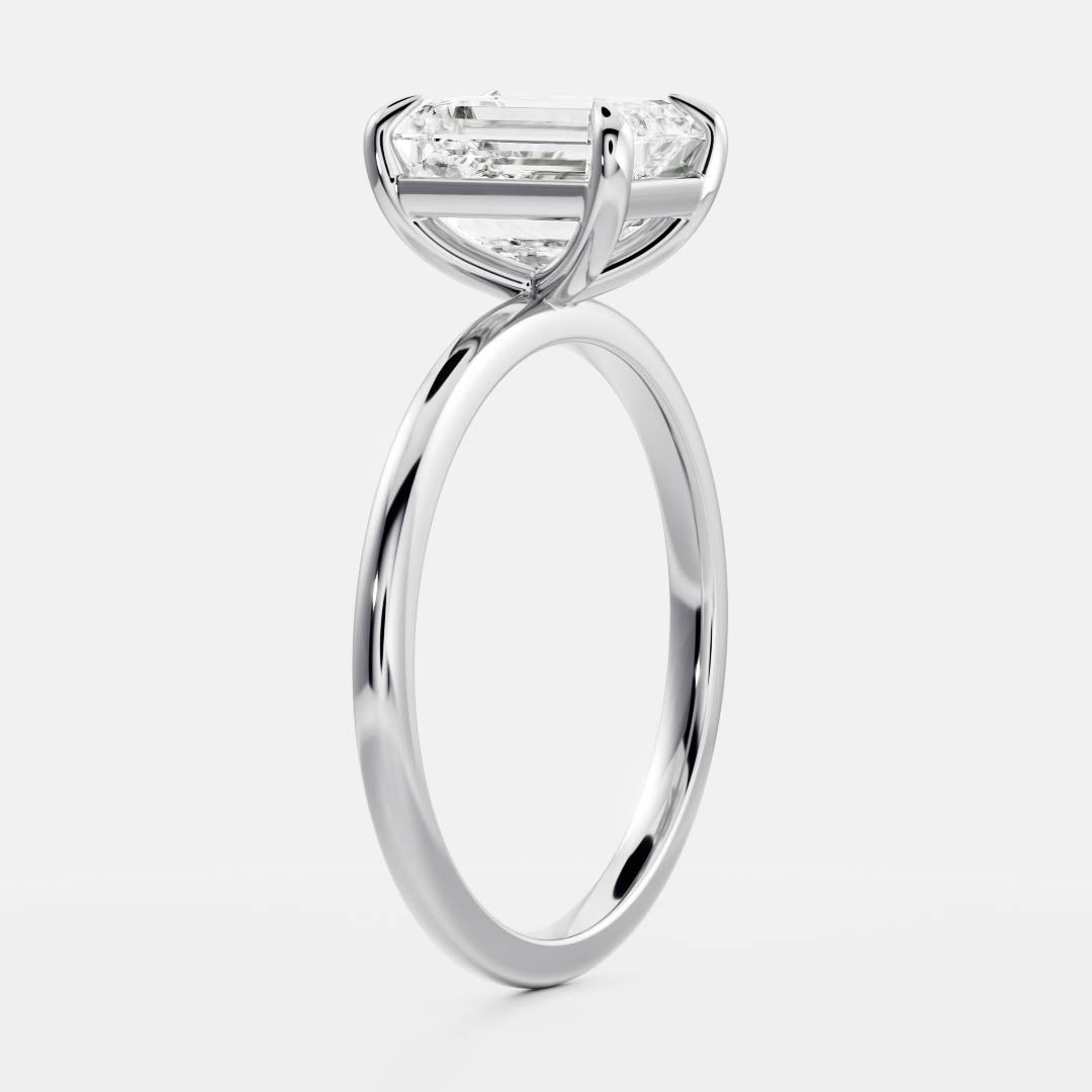 1.6 Carats Emerald Shape Solitaire Moissanite Engagement Ring