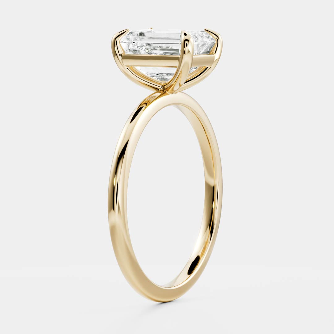 1.6 Carats Emerald Shape Solitaire Moissanite Engagement Ring
