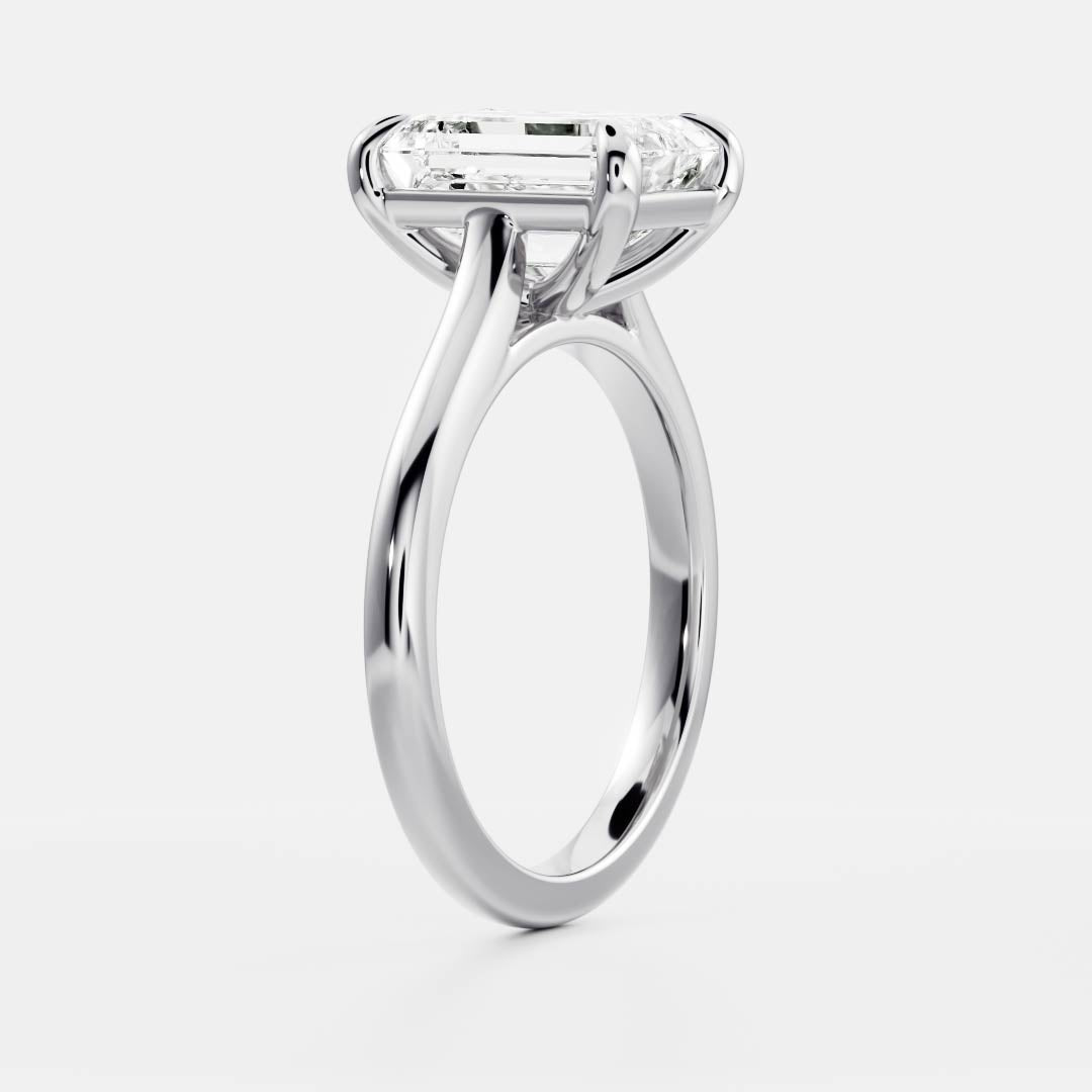 1.60 Carats Emerald Shape Solitaire Moissanite Engagement Ring
