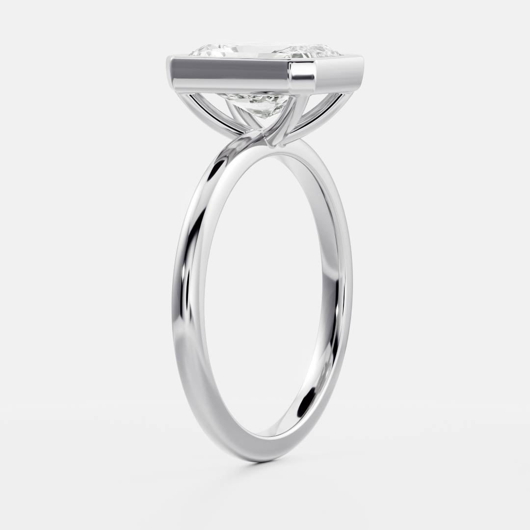 1.70 Carats Radiant Shape Moissanite Bezel Solitaire Engagement Ring