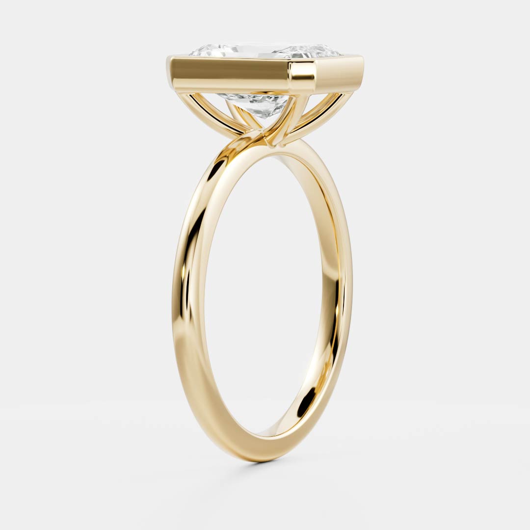 1.70 Carats Radiant Shape Moissanite Bezel Solitaire Engagement Ring