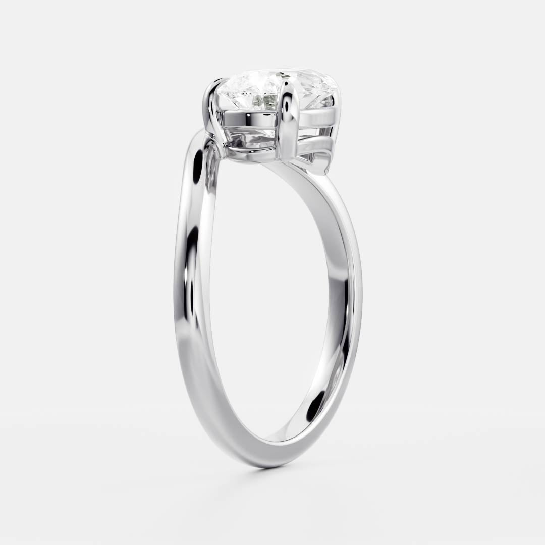 1.40 Carats East-West Pear Shape Moissanite Curved Solitaire Engagement Ring