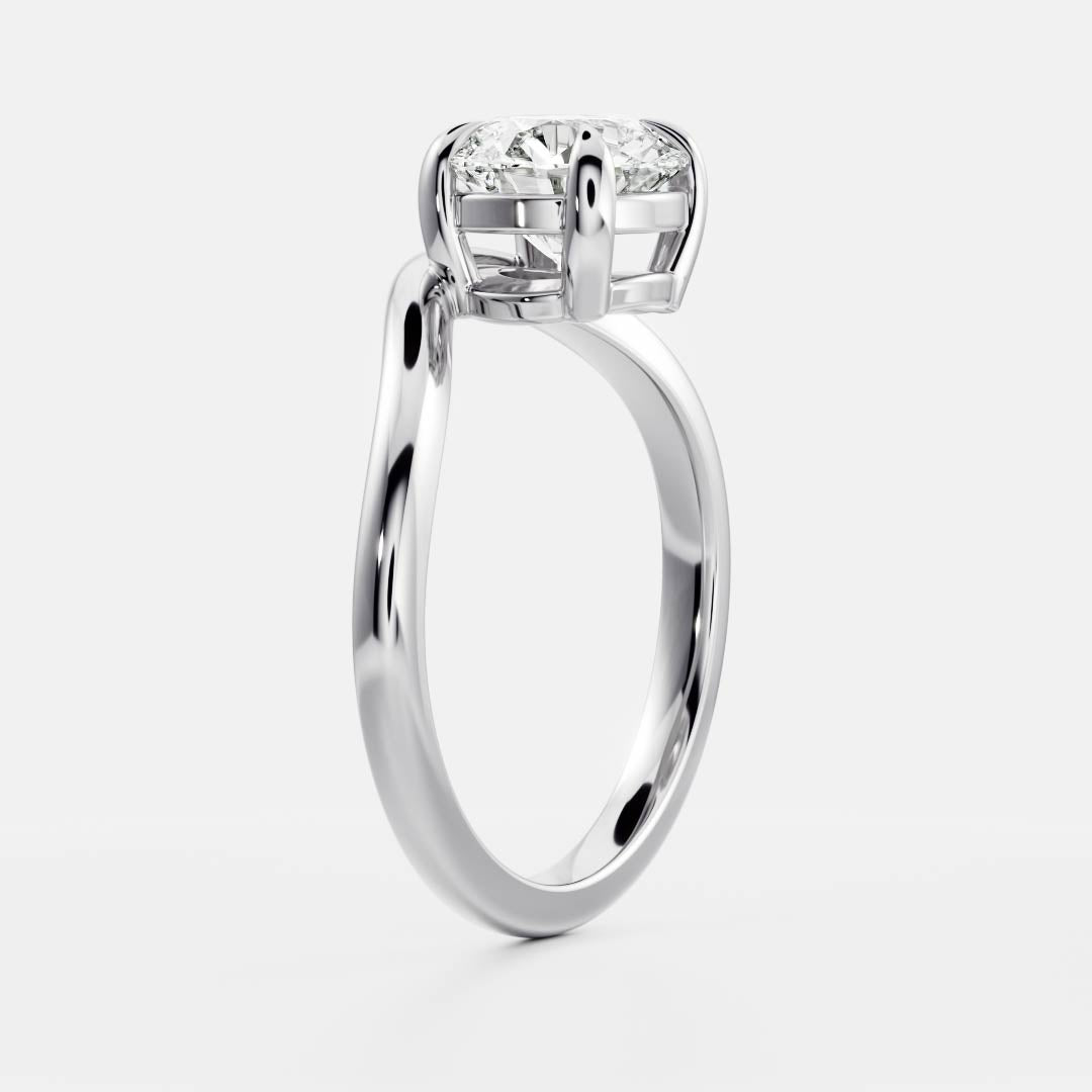 1.0 Carats Round Shape Moissanite Curved Solitaire Engagement Ring
