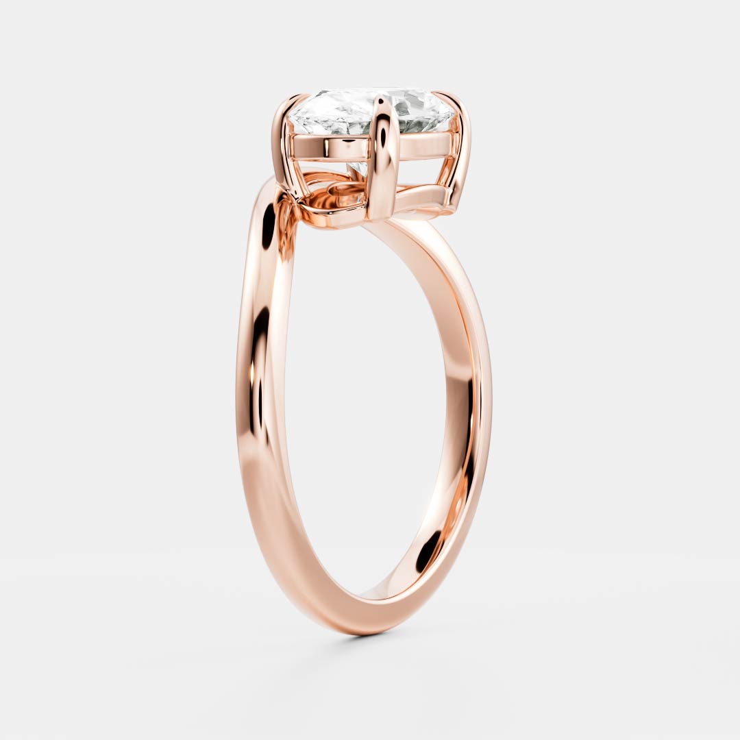 1.30 Carats East-West Oval Shape Moissanite Curved Solitaire Engagement Ring