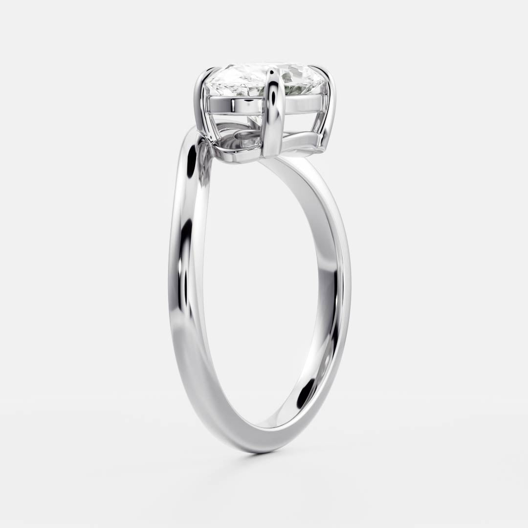1.30 Carats East-West Oval Shape Moissanite Curved Solitaire Engagement Ring