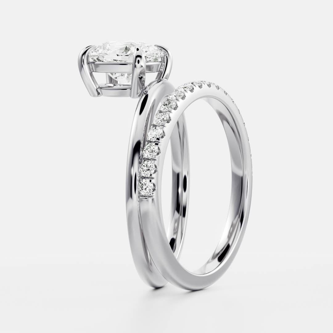 1.20 Carats Elongated Cushion Shape Moissanite Double Band Engagement Ring