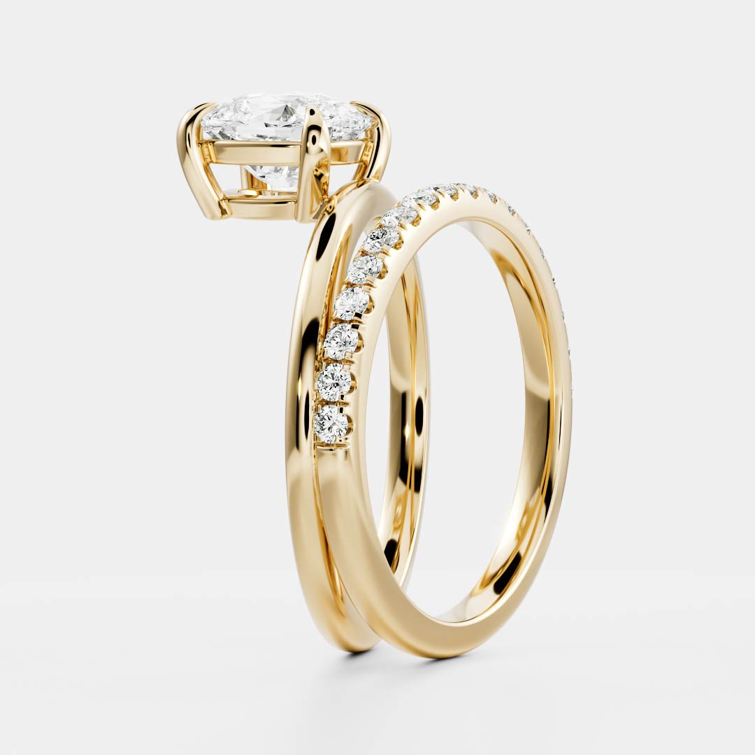 1.20 Carats Elongated Cushion Shape Moissanite Double Band Engagement Ring
