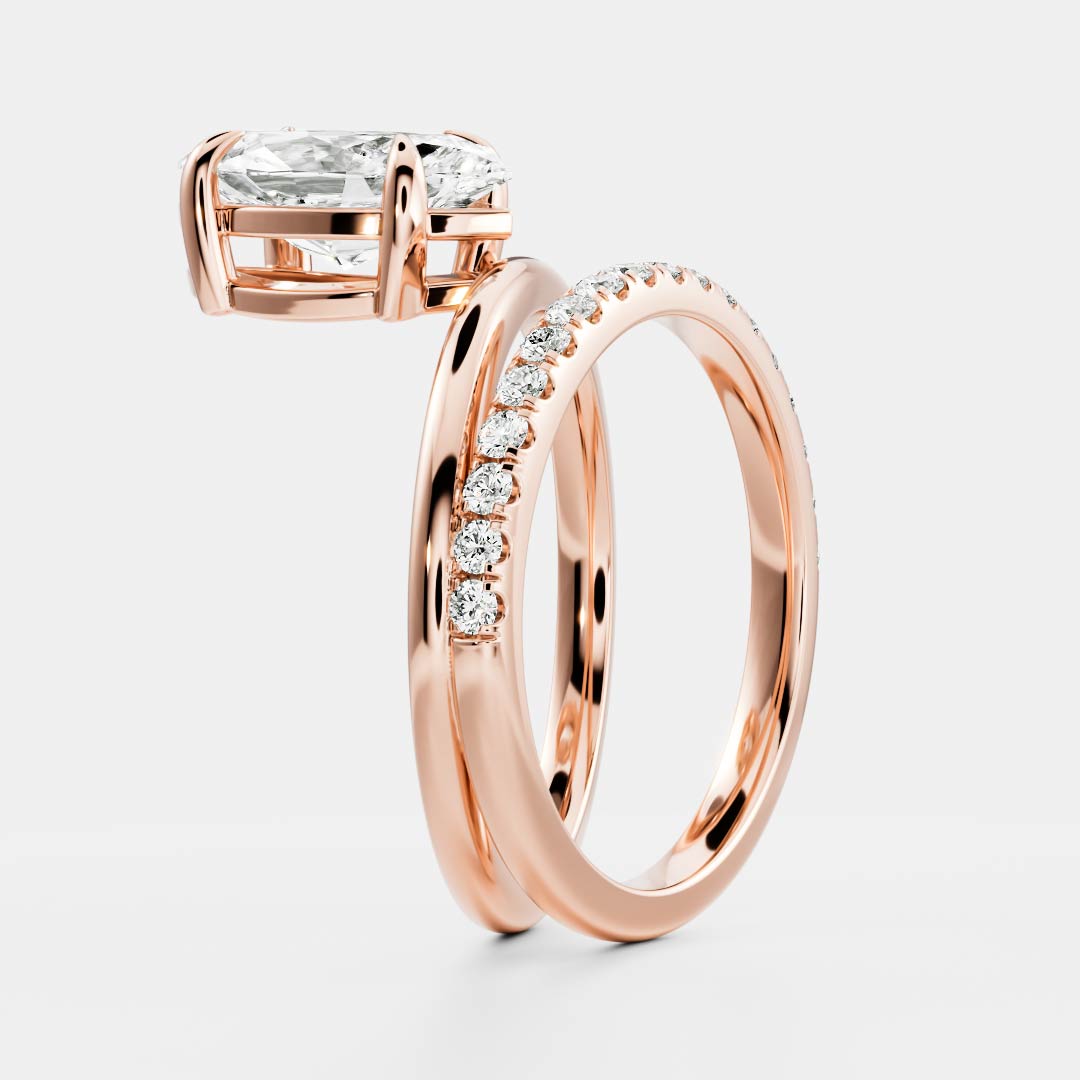 1.30 Carats Marquise Shape Moissanite Double Band Engagement Ring
