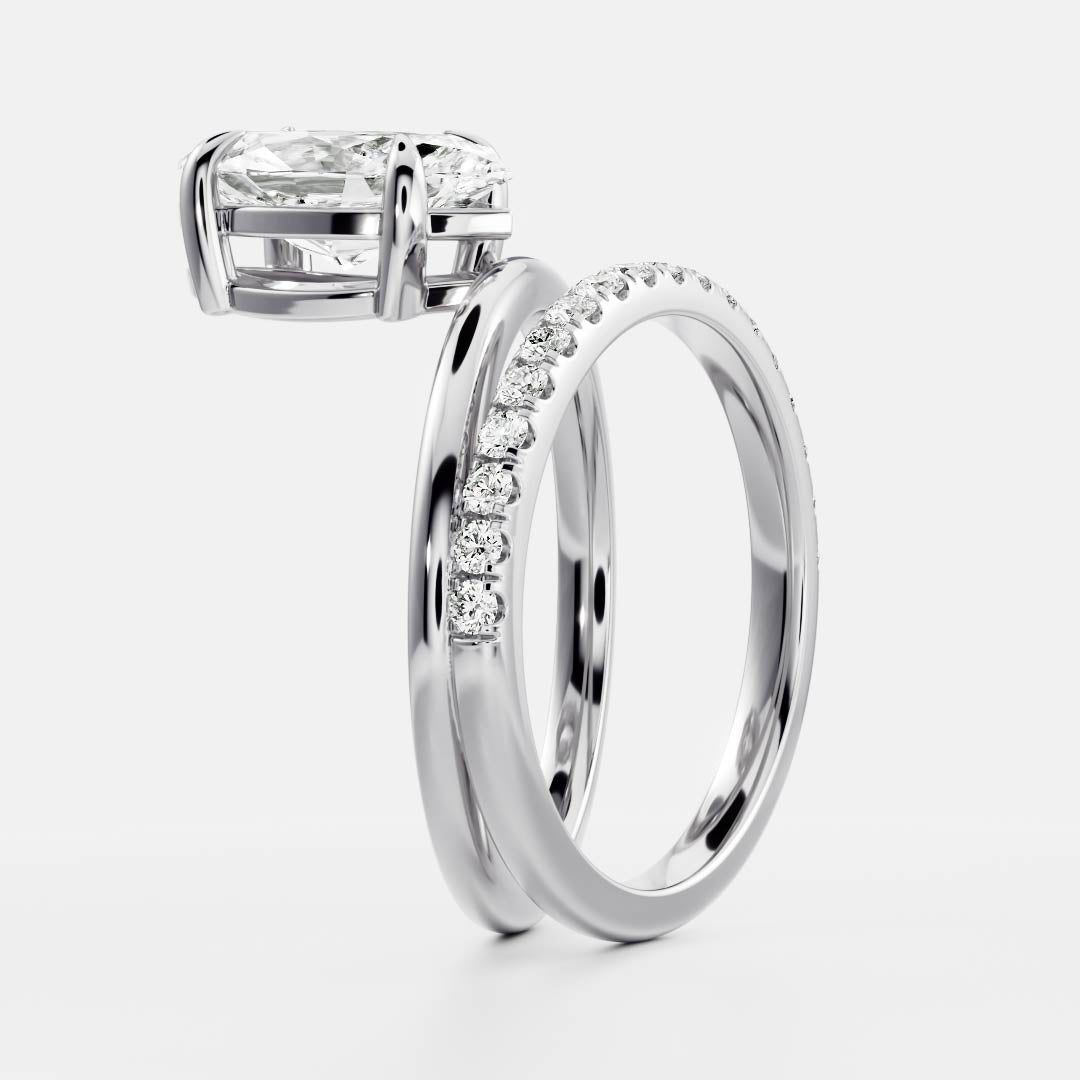 1.30 Carats Marquise Shape Moissanite Double Band Engagement Ring