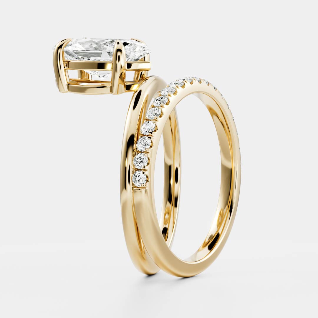 1.30 Carats Marquise Shape Moissanite Double Band Engagement Ring