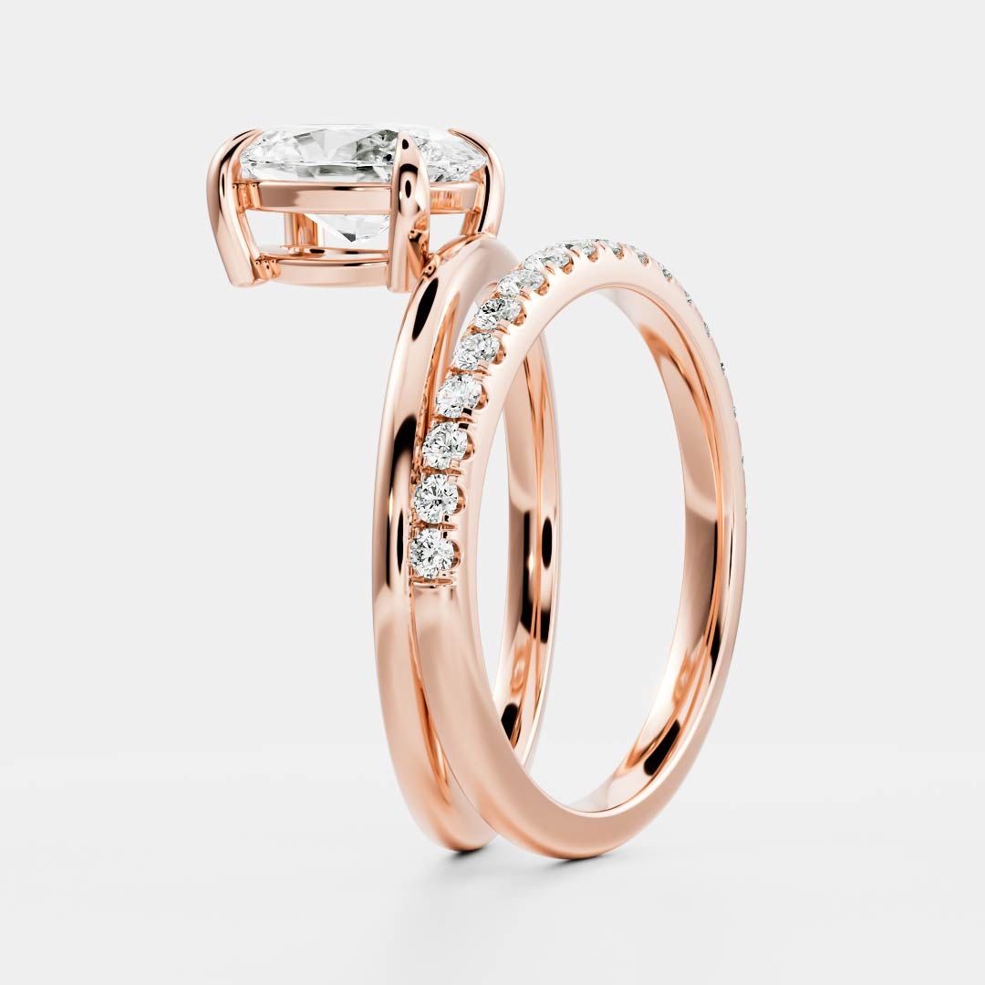 1.50 Carats Oval Shape Moissanite Double Band Engagement Ring