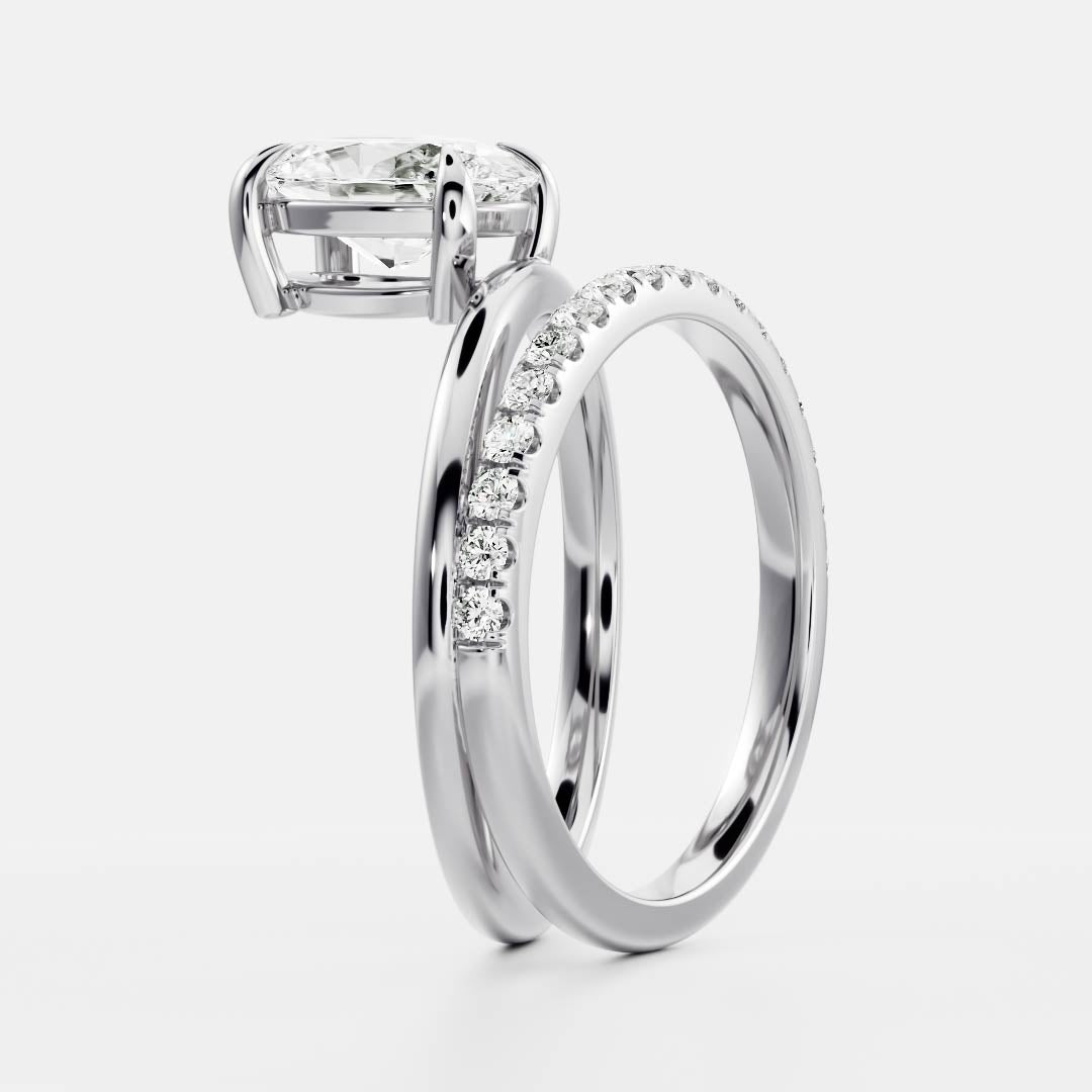 1.50 Carats Oval Shape Moissanite Double Band Engagement Ring
